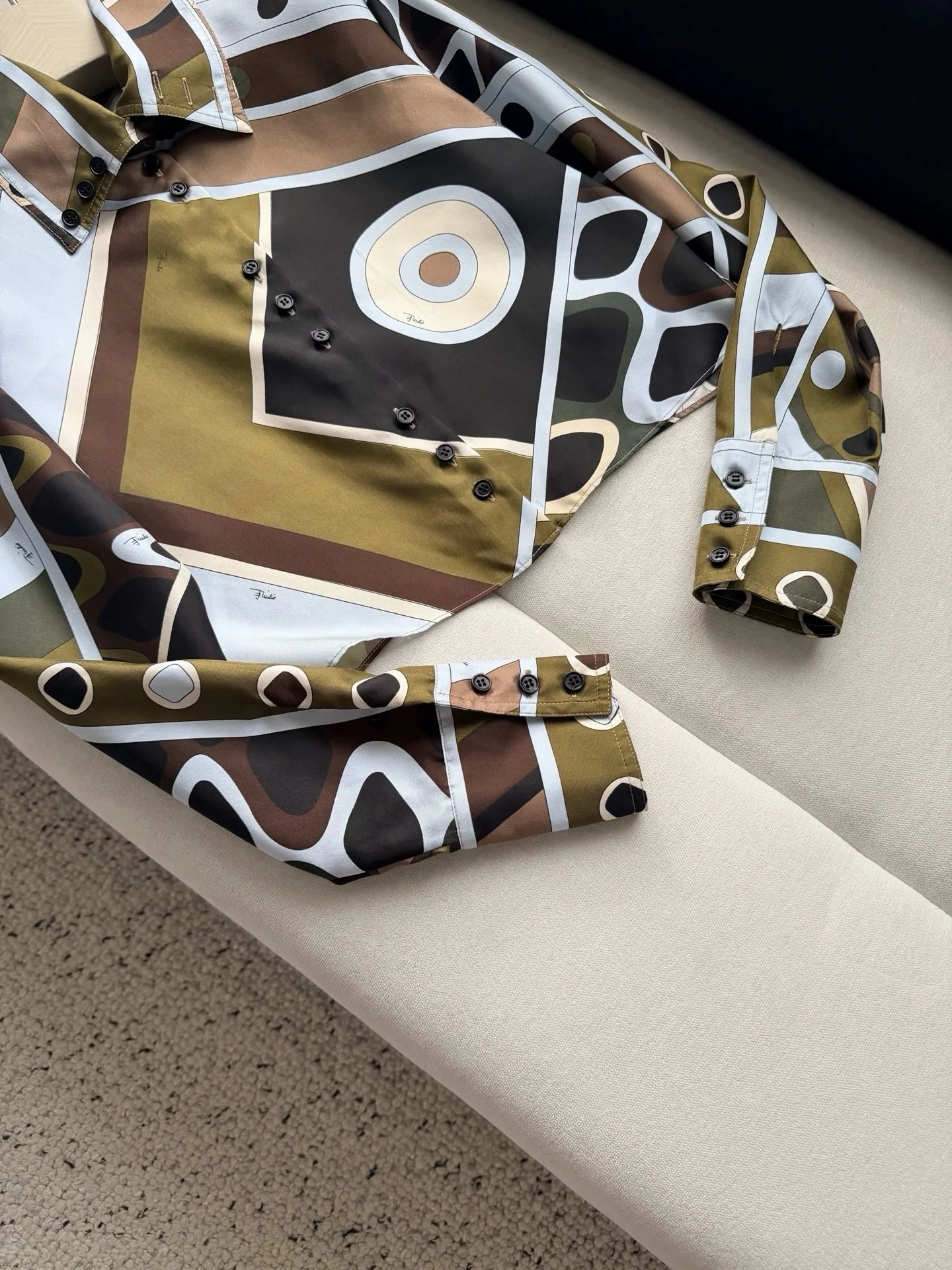 PUCCI Shirts Silk Twill Brown-Green 36-42 E15202609060959 - Image 7
