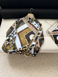 PUCCI Shirts Silk Twill Brown-Green 36-42 F85202609060953