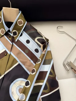 Alternative view of PUCCI Shirts Silk Twill Brown-Green 36-42 F85202609060953