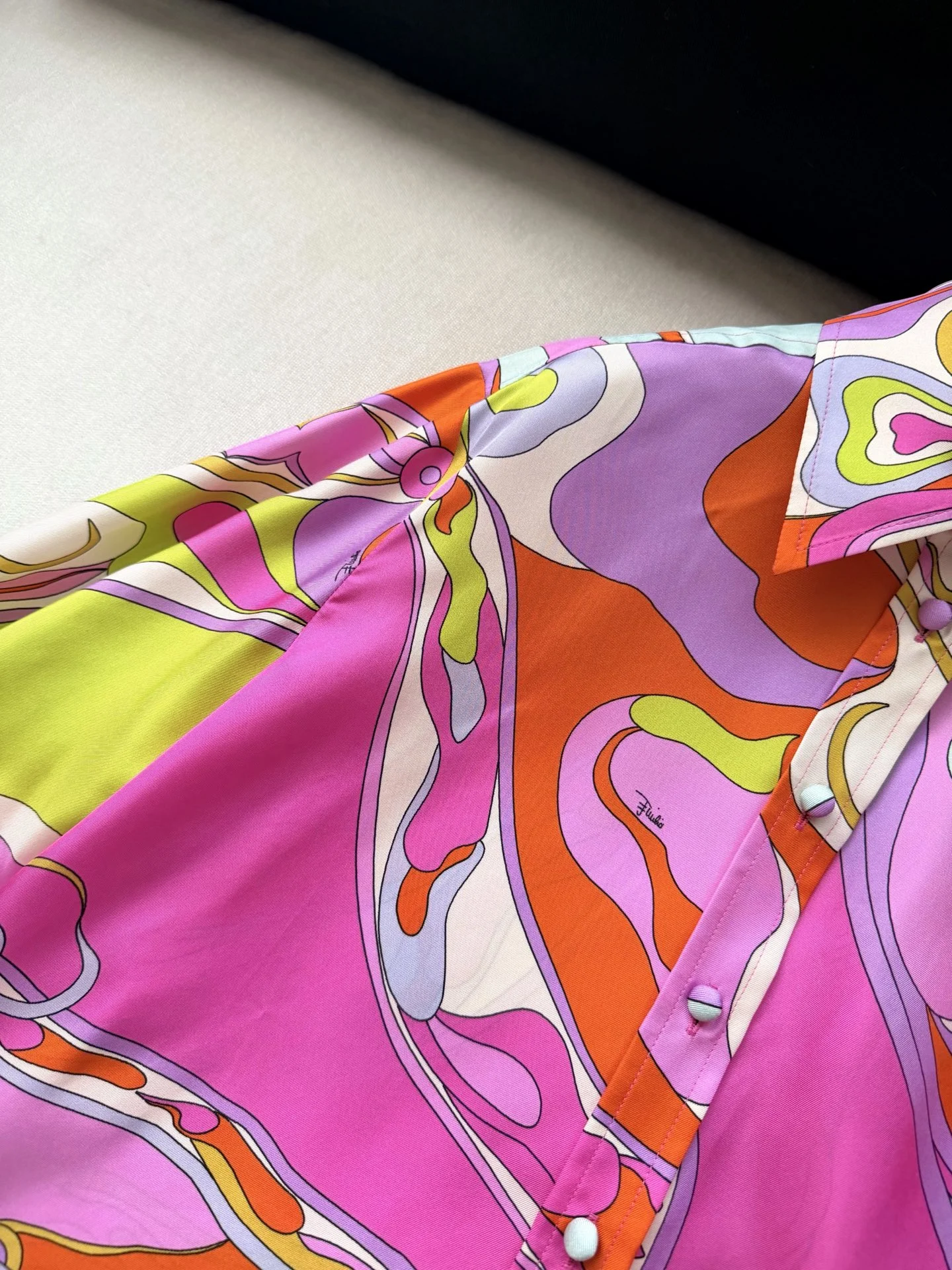 PUCCI Shirts Silk Twill Orange-Pink-Purple-Green-White 36-42 F15202609062366 - Image 3