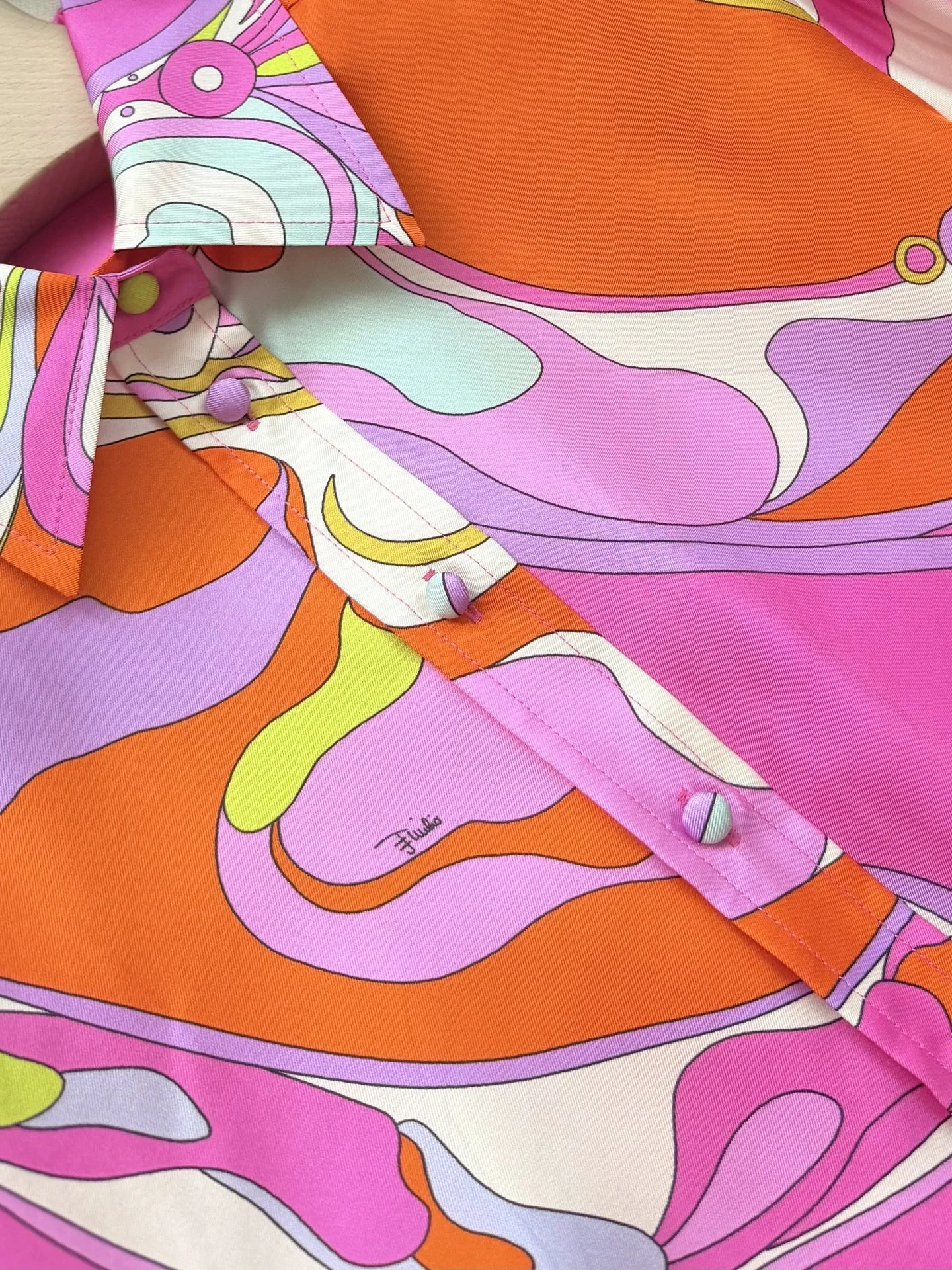 PUCCI Shirts Silk Twill Orange-Pink-Purple-Green-White 36-42 F15202609062366 - Image 4