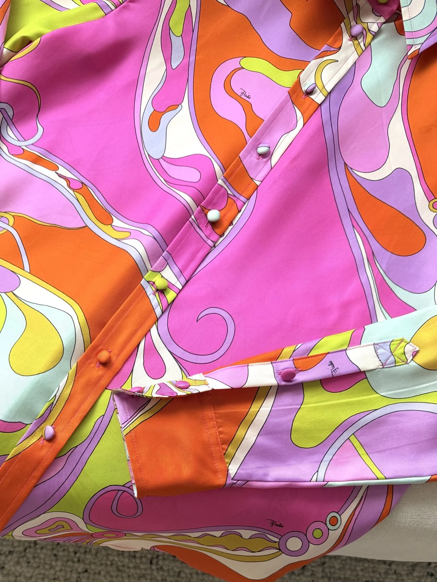 PUCCI Shirts Silk Twill Orange-Pink-Purple-Green-White 36-42 F15202609062366 - Image 5