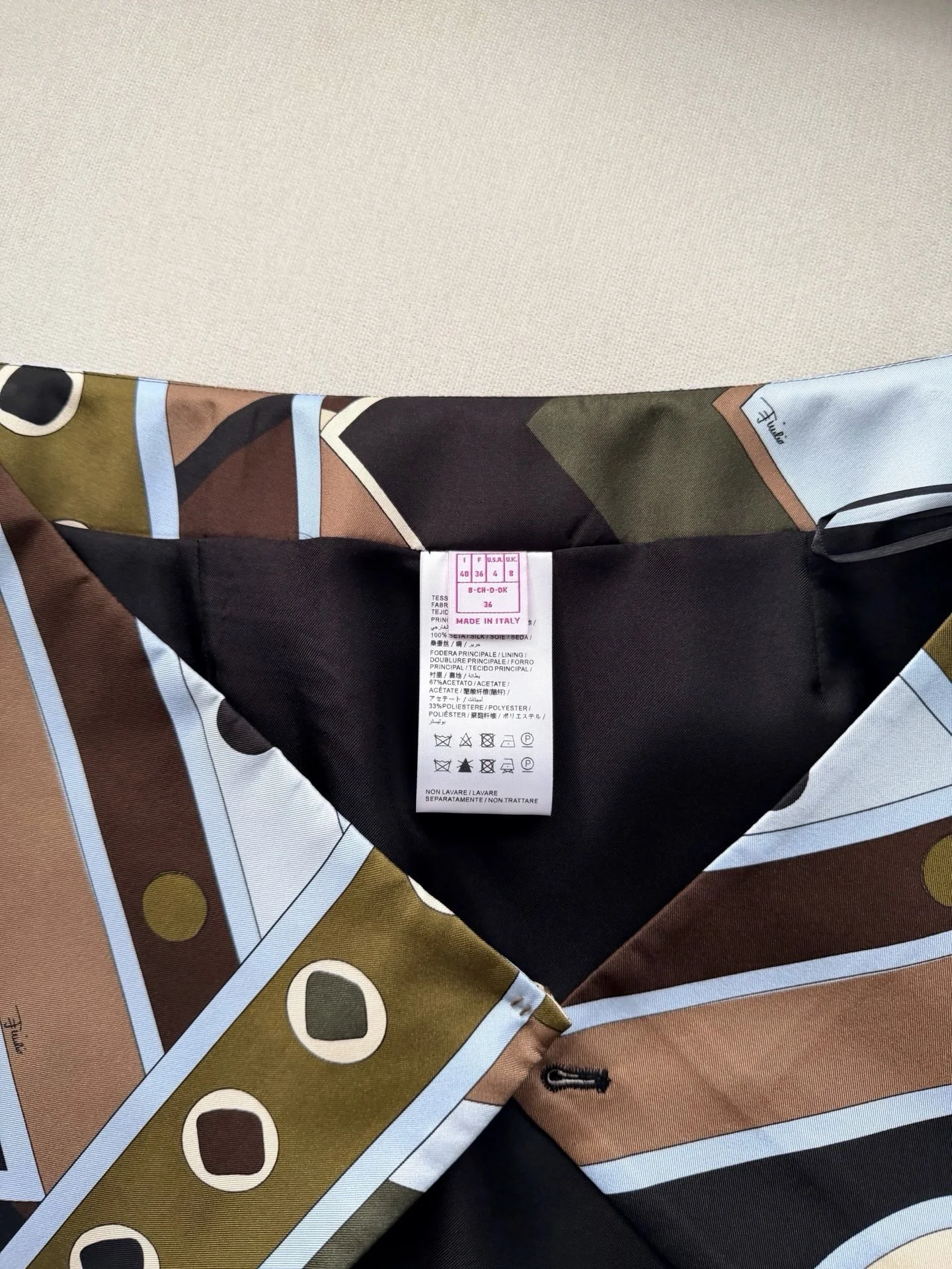 PUCCI Skirts Silk Twill Black-Brown-Olive-Lightblue-White 36-42 D15202609060952 - Image 8