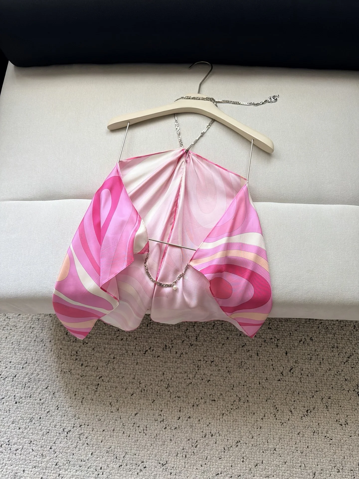 PUCCI T-shirts Silk Twill Pink-White One Size C25202609060926 - Image 9