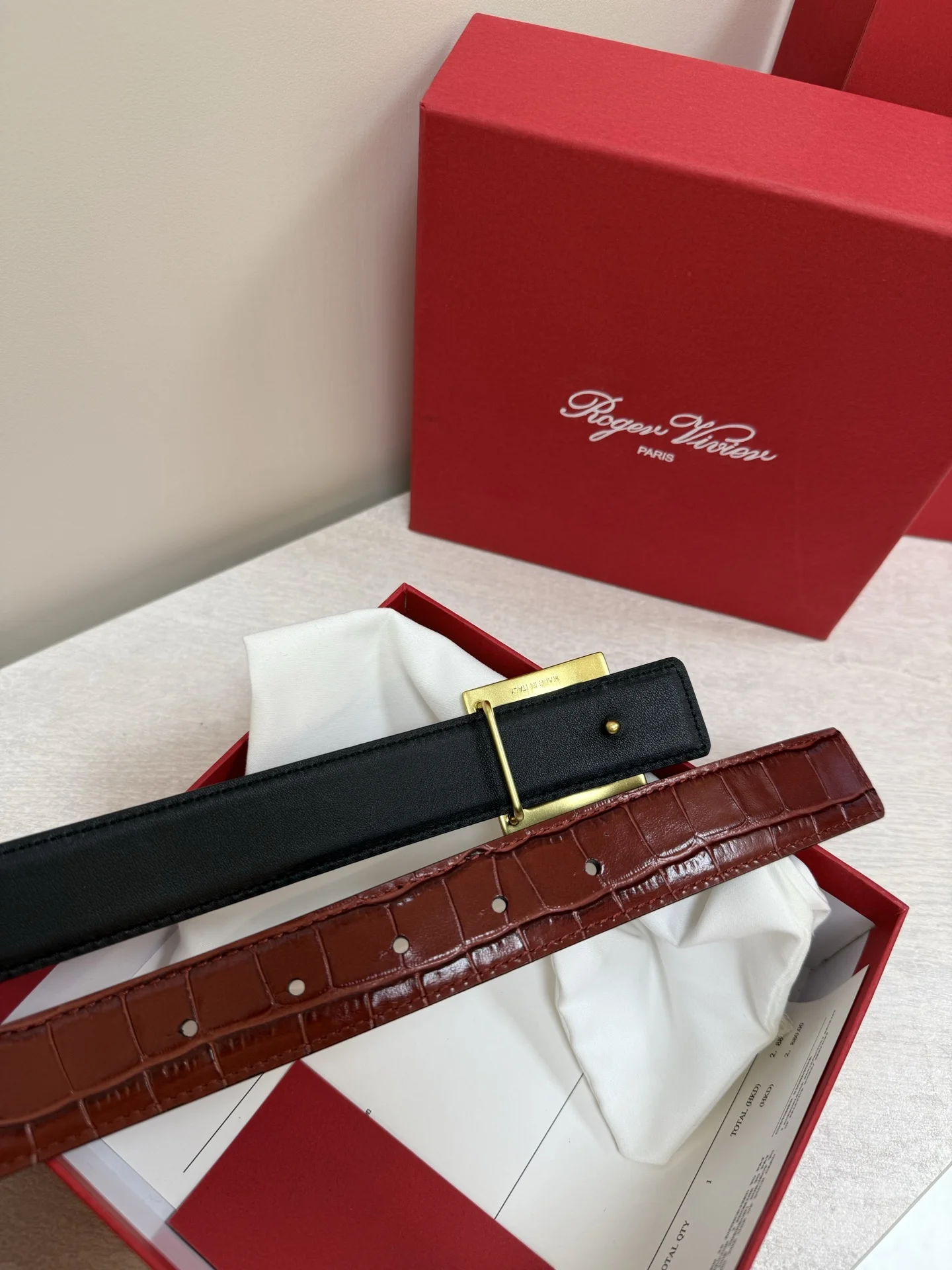 ROGER VIVIER Belts Brown-Gold 3cm Width A70202609070431 - Image 5