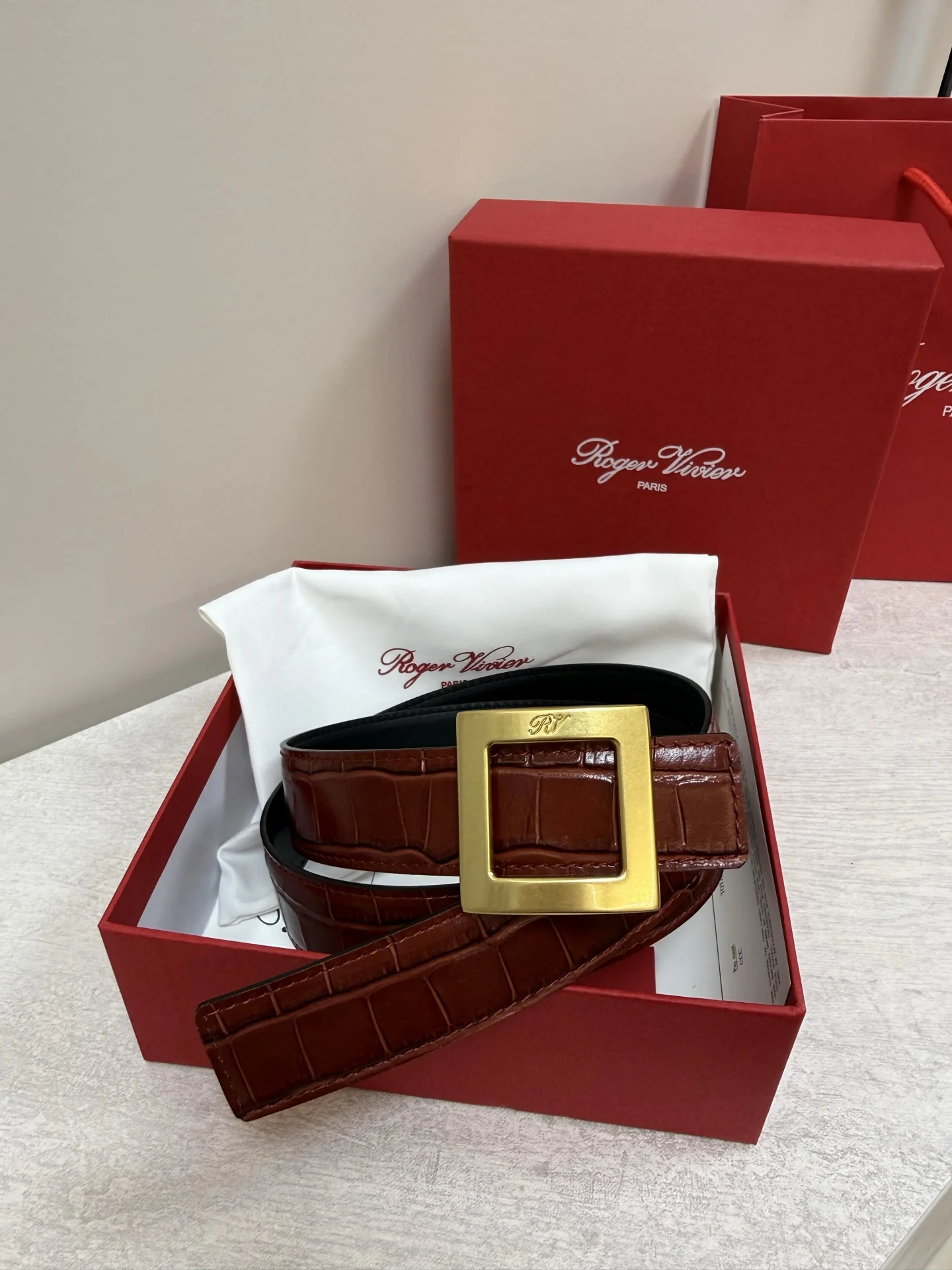 ROGER VIVIER Belts Brown-Gold 3cm Width A70202609070431 - Image 6