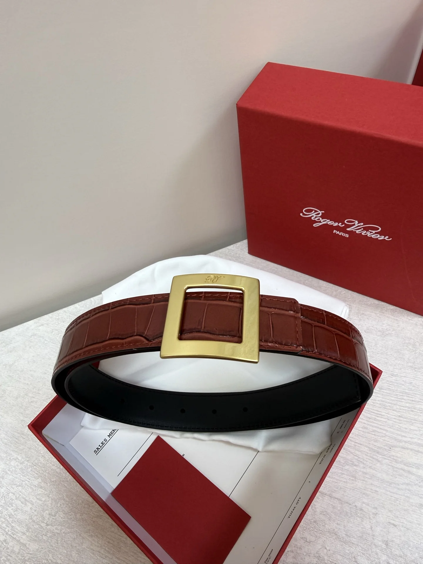 ROGER VIVIER Belts Brown-Gold 3cm Width A70202609070431 - Image 8