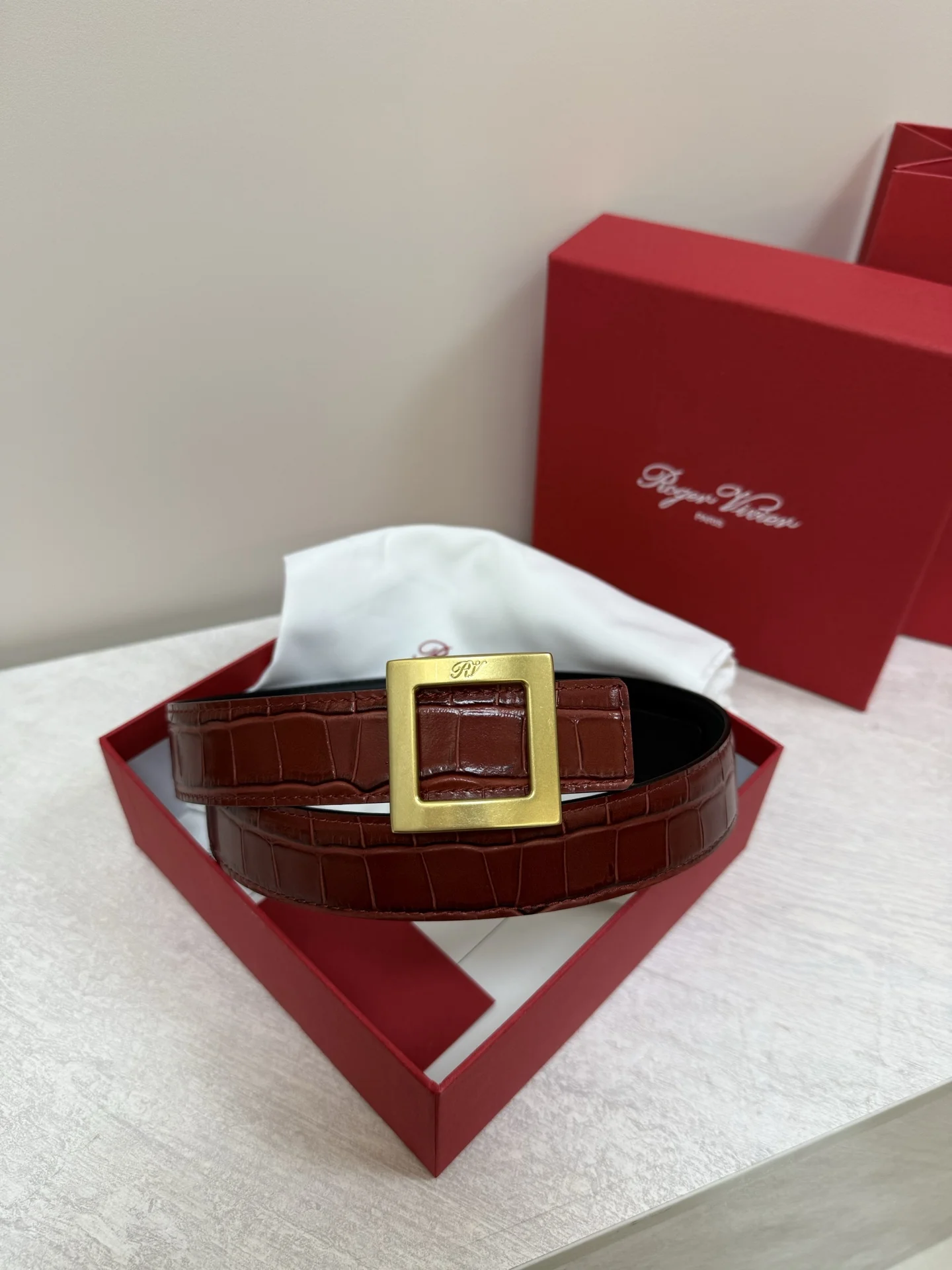 ROGER VIVIER Belts Brown-Gold 3cm Width A70202609070431 - Image 9