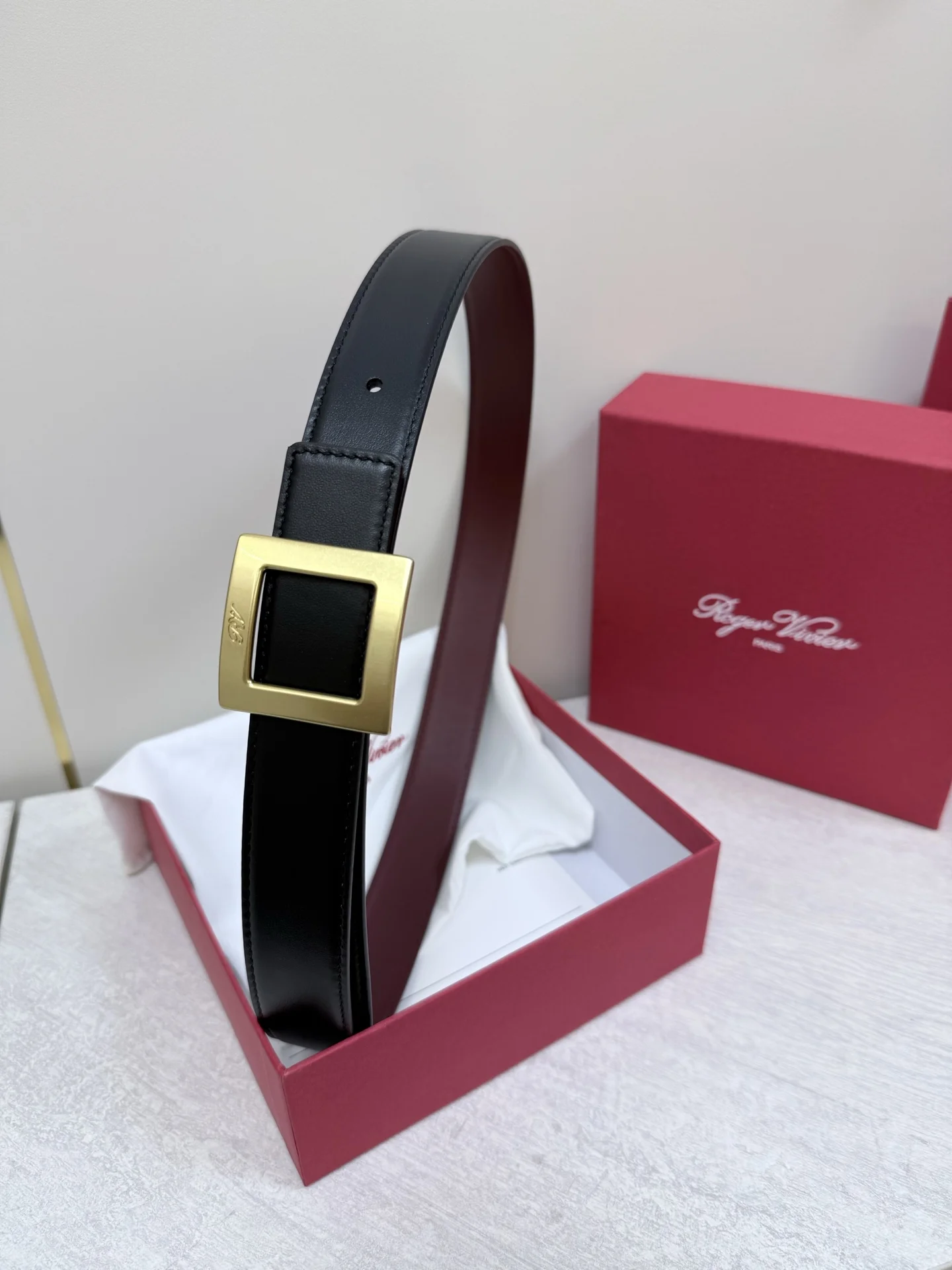 ROGER VIVIER Belts Calf Leather Black-Gold 3cm Width A70202609070429