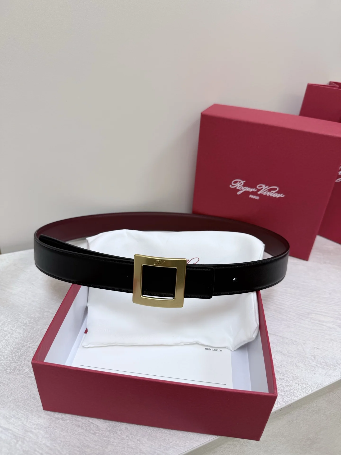 ROGER VIVIER Belts Calf Leather Black-Gold 3cm Width A70202609070429 - Image 2