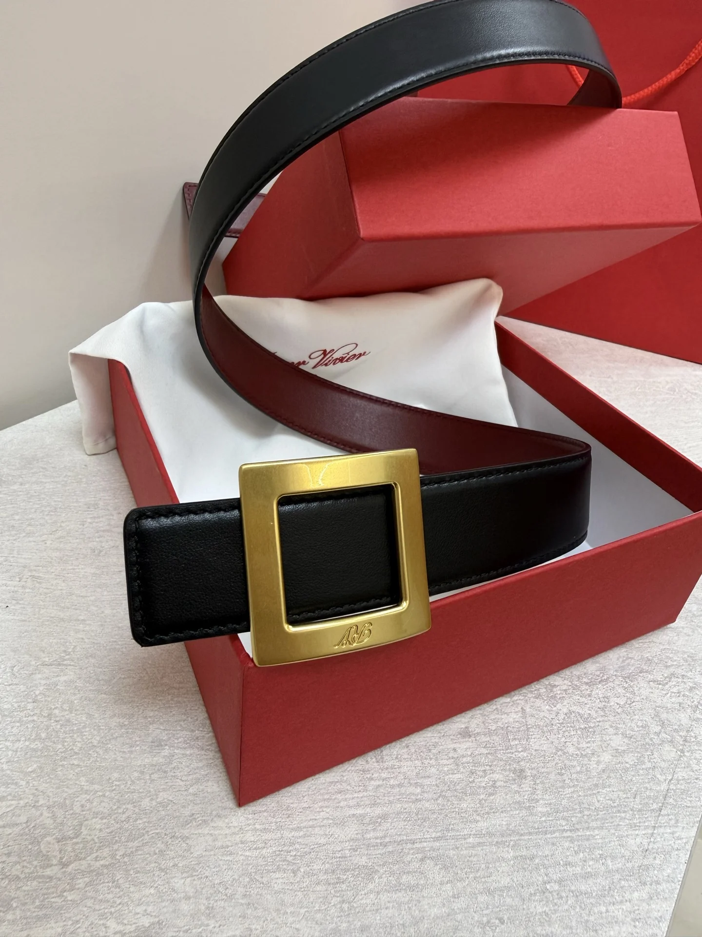 ROGER VIVIER Belts Calf Leather Black-Gold 3cm Width A70202609070429 - Image 5