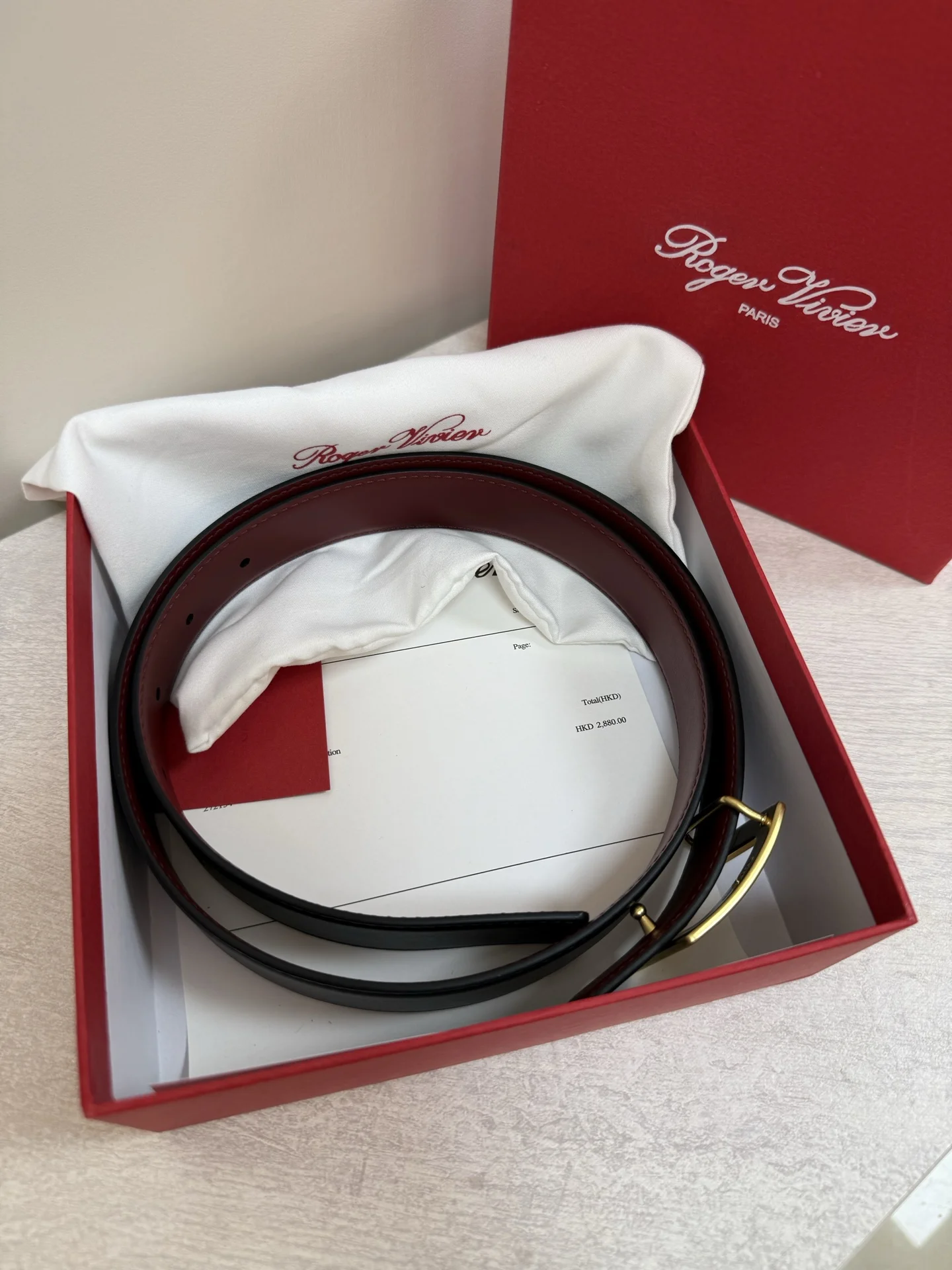 ROGER VIVIER Belts Calf Leather Black-Gold 3cm Width A70202609070429 - Image 6
