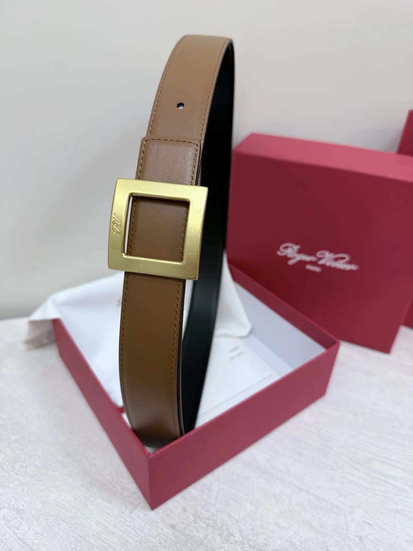 ROGER VIVIER Belts Calf Leather Brown-Gold 3cm Width A70202609070428 - Image 2