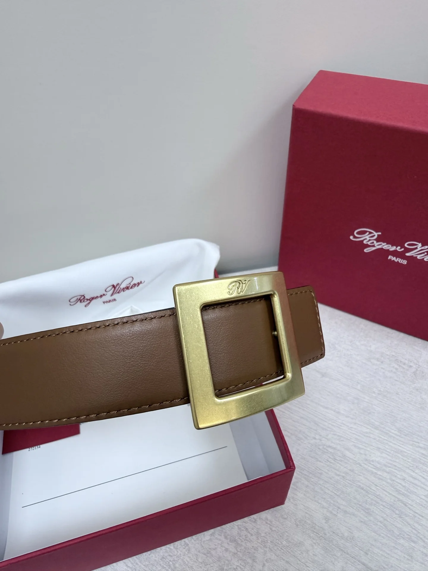 ROGER VIVIER Belts Calf Leather Brown-Gold 3cm Width A70202609070428 - Image 3