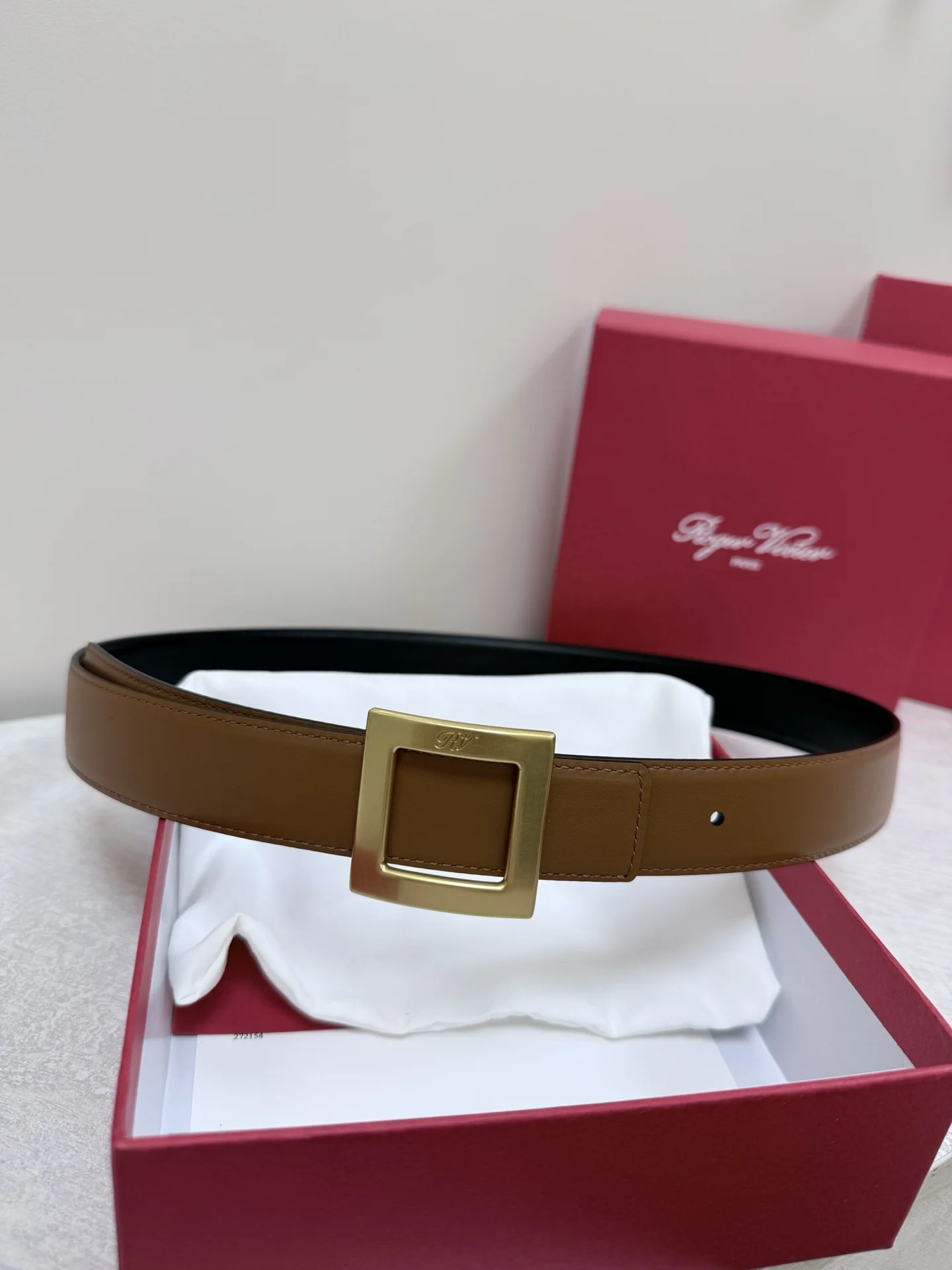 ROGER VIVIER Belts Calf Leather Brown-Gold 3cm Width A70202609070428 - Image 5