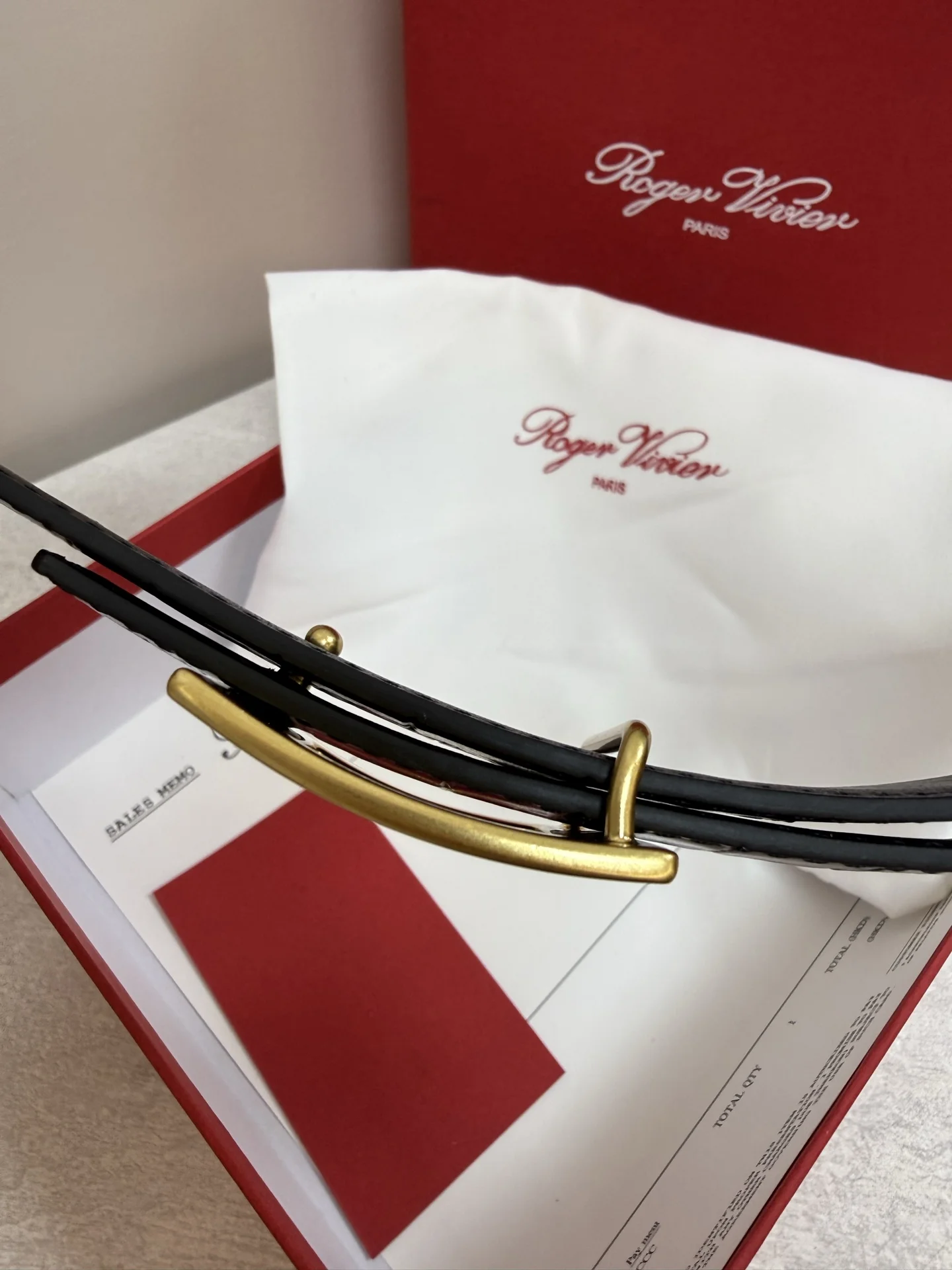 ROGER VIVIER Belts Calf Leather Brown-Gold 3cm Width A70202609070428 - Image 7