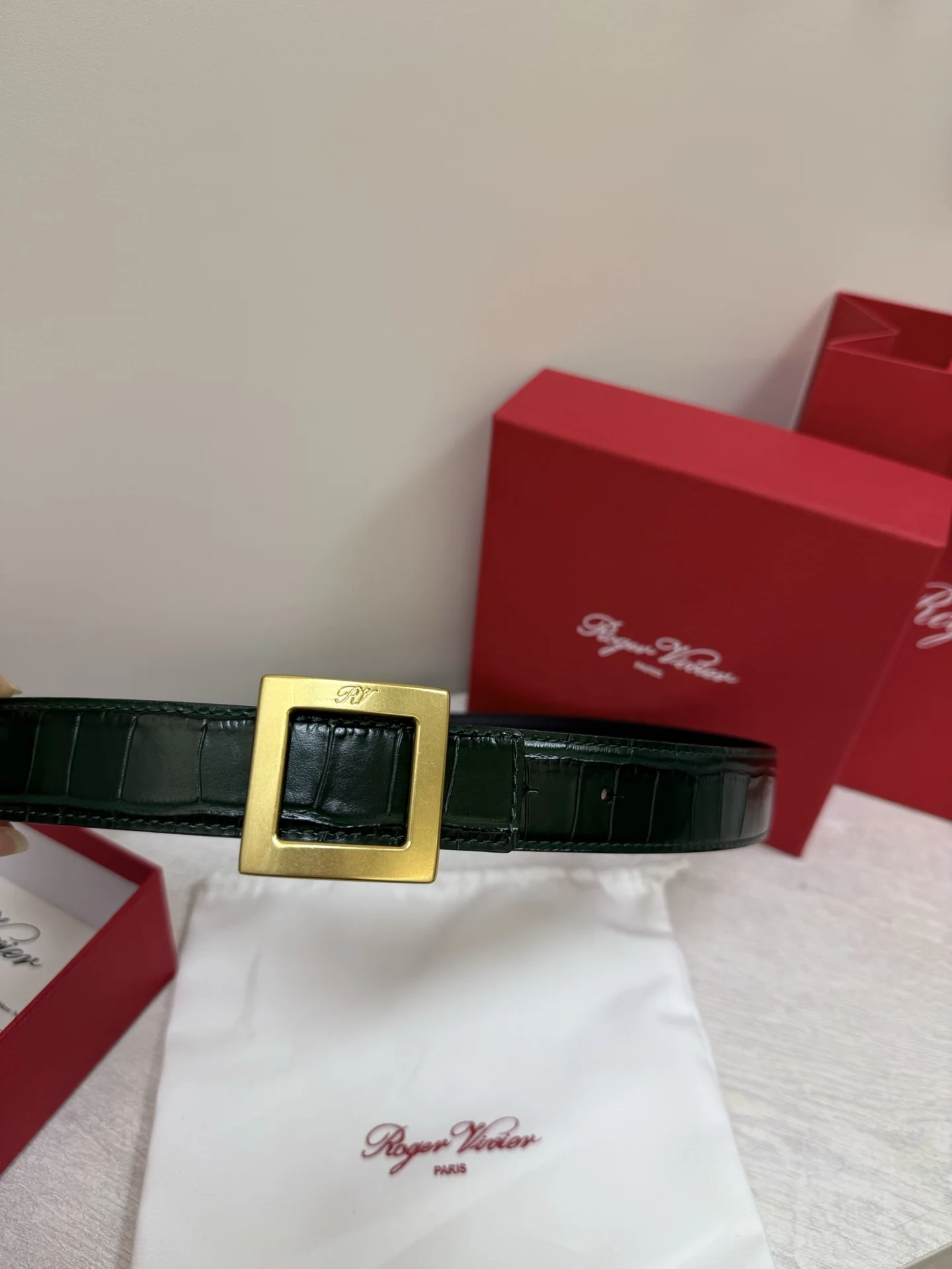 ROGER VIVIER Belts Green-Gold 3cm Width A70202609070430 - Image 4