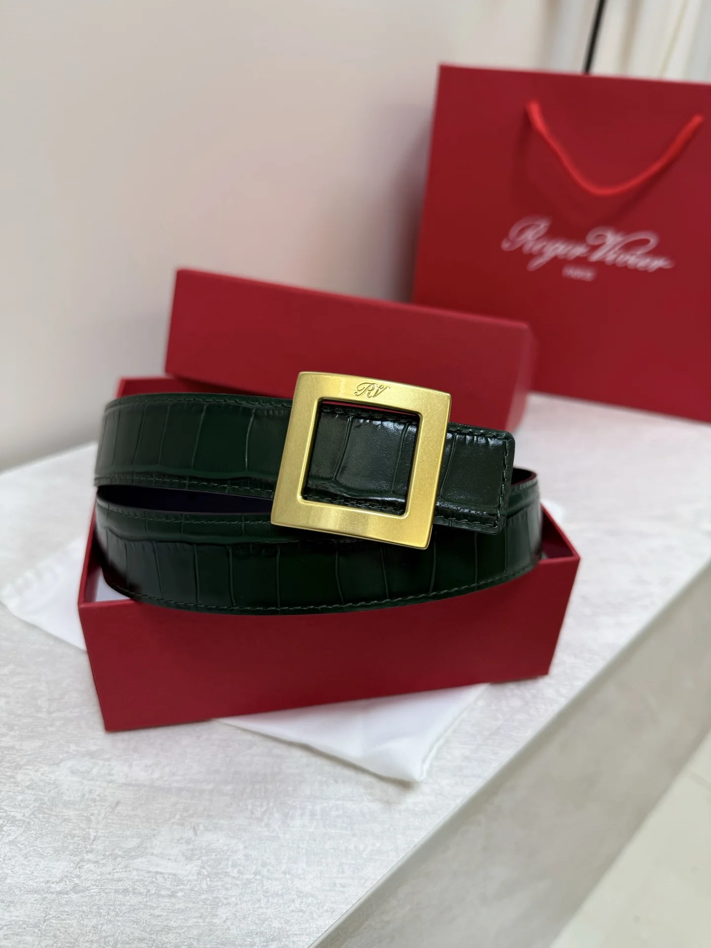 ROGER VIVIER Belts Green-Gold 3cm Width A70202609070430 - Image 6