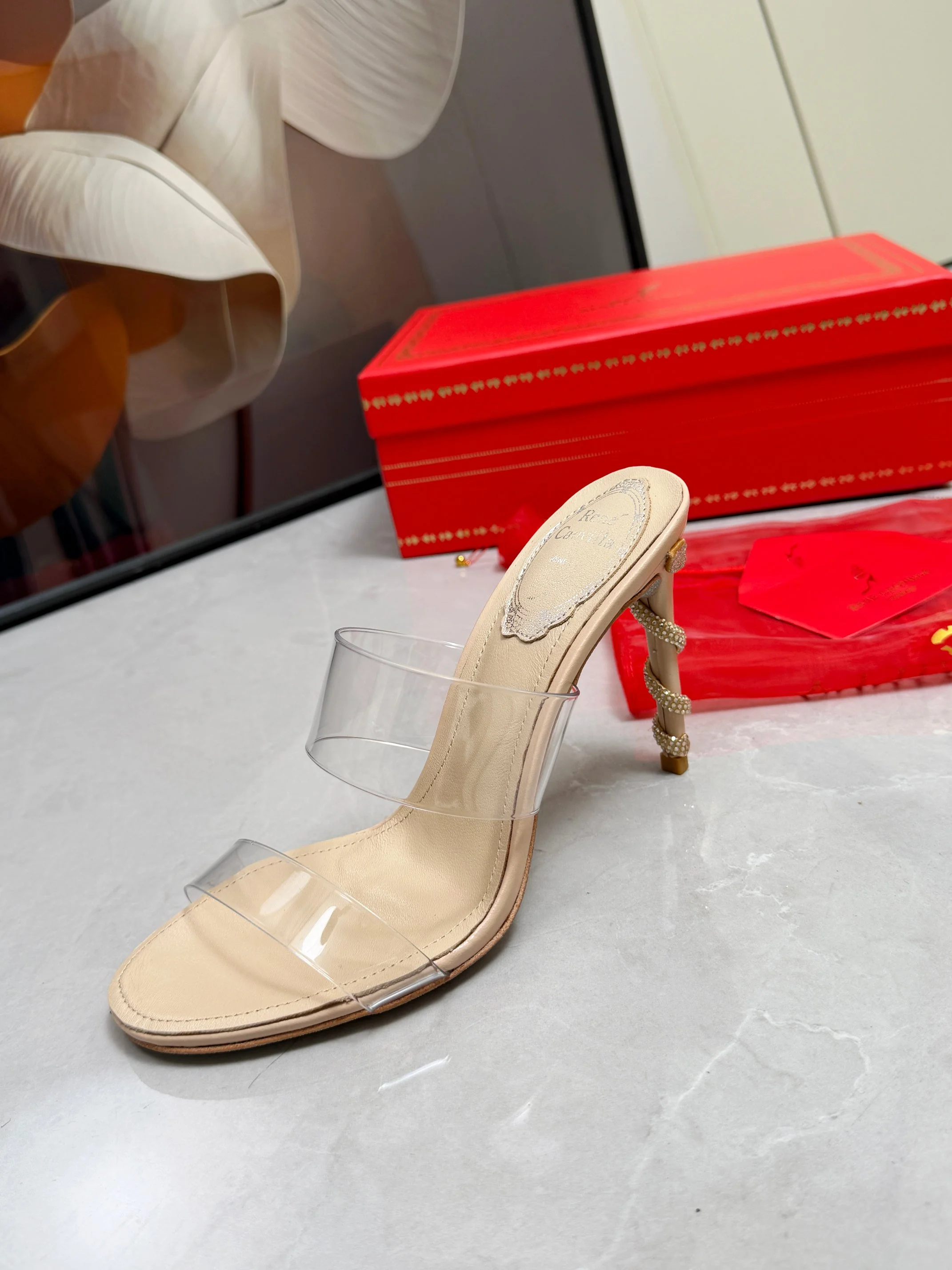 ROGER VIVIER Mules Silk Crystal Beige-Clear EU35-39 B70202609110316