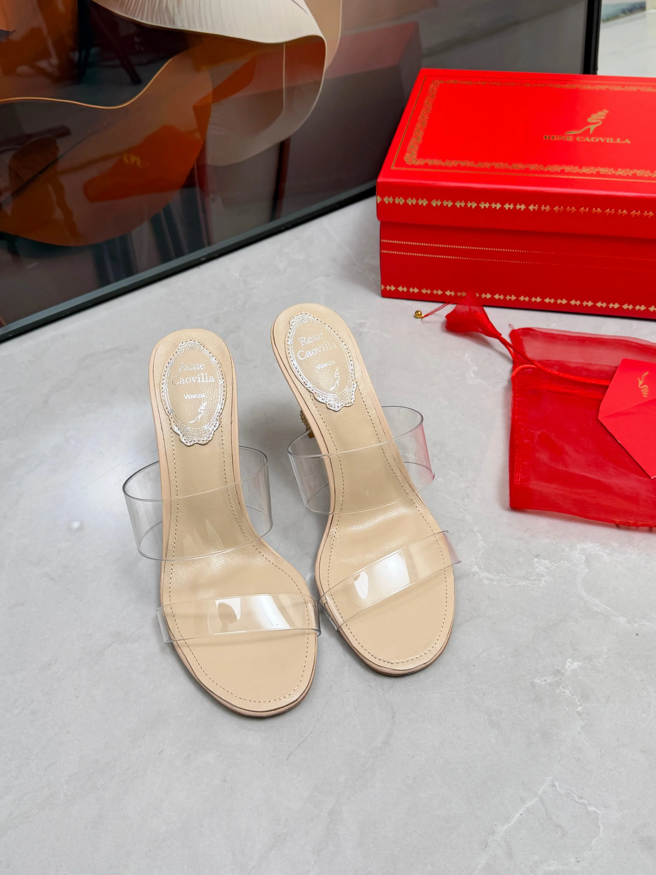 ROGER VIVIER Mules Silk Crystal Beige-Clear EU35-39 B70202609110316 - Image 10
