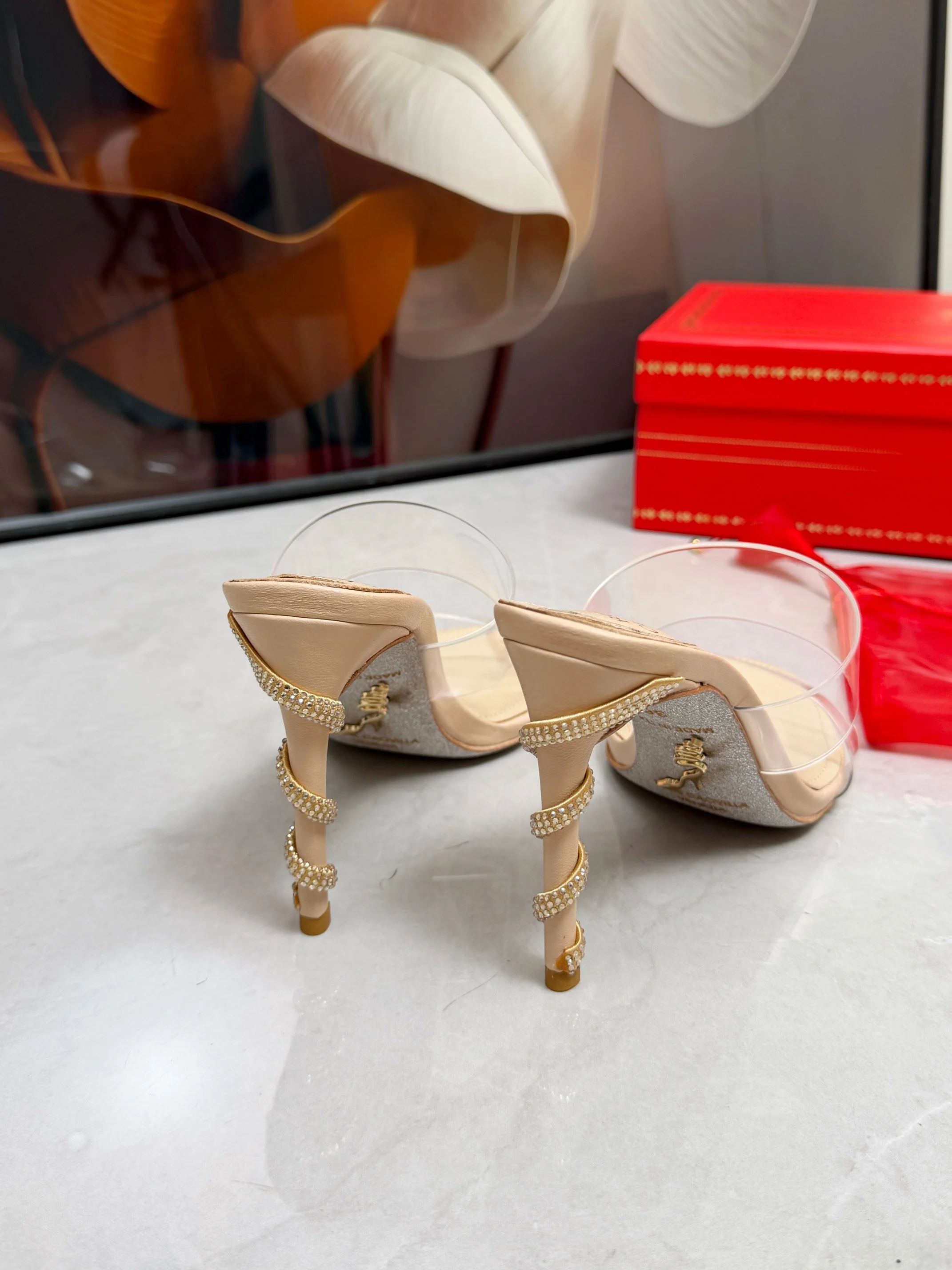 ROGER VIVIER Mules Silk Crystal Beige-Clear EU35-39 B70202609110316 - Image 2