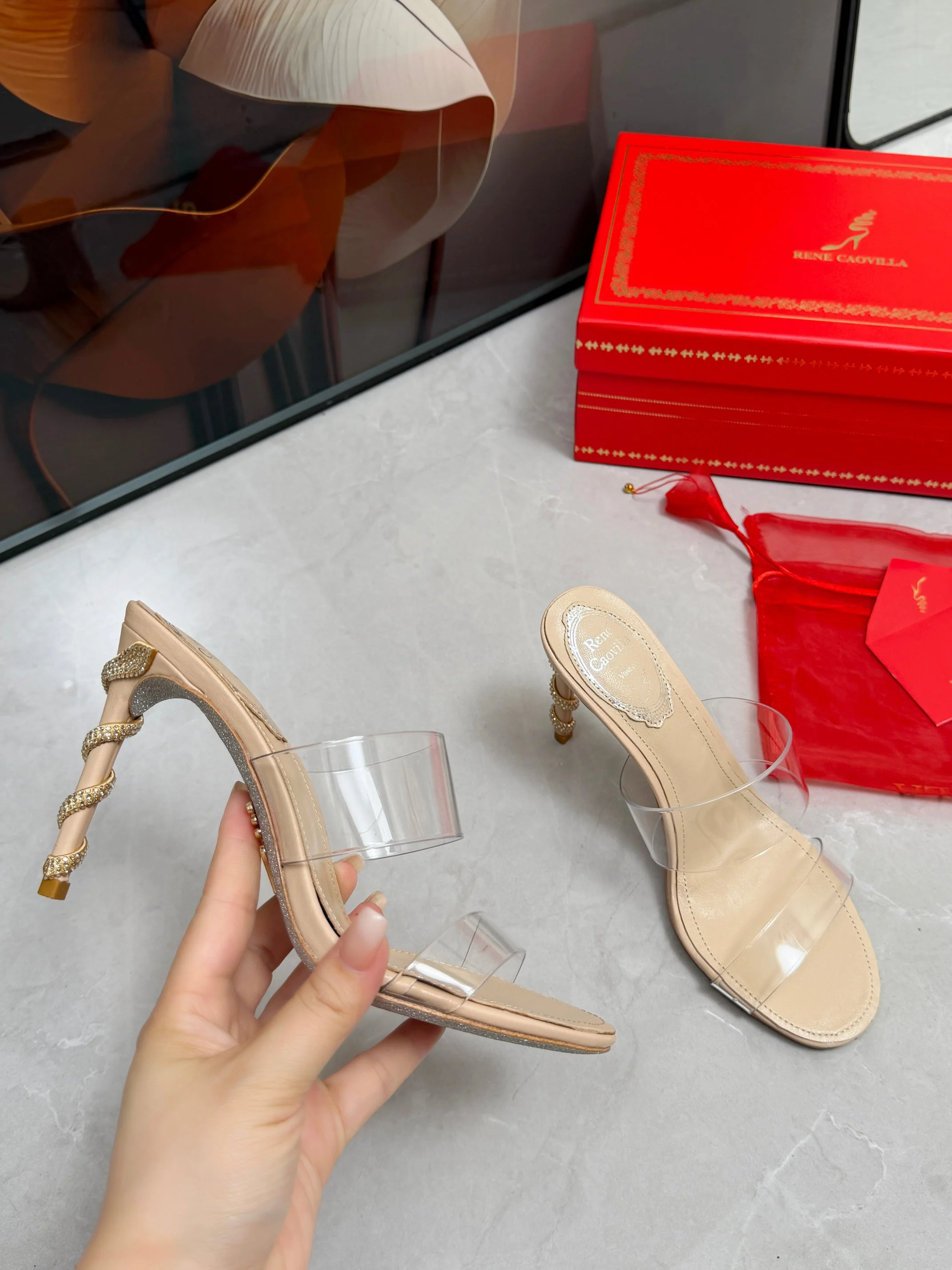ROGER VIVIER Mules Silk Crystal Beige-Clear EU35-39 B70202609110316 - Image 3