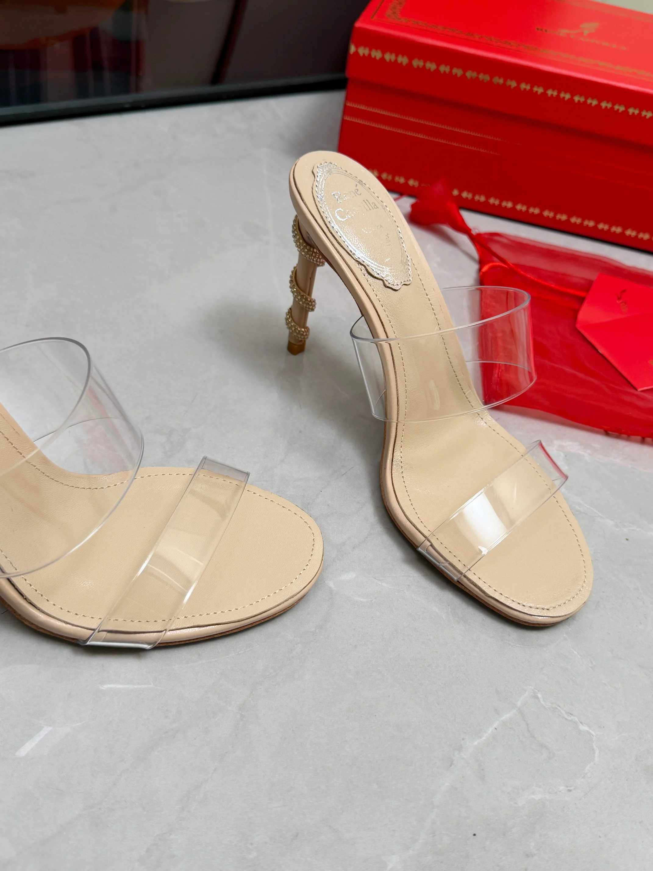 ROGER VIVIER Mules Silk Crystal Beige-Clear EU35-39 B70202609110316 - Image 6