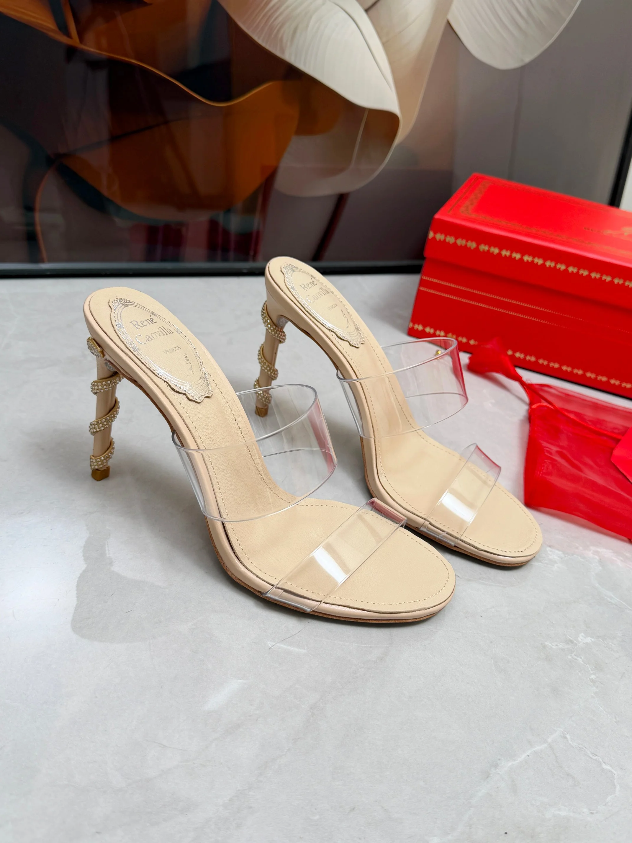 ROGER VIVIER Mules Silk Crystal Beige-Clear EU35-39 B70202609110316 - Image 7
