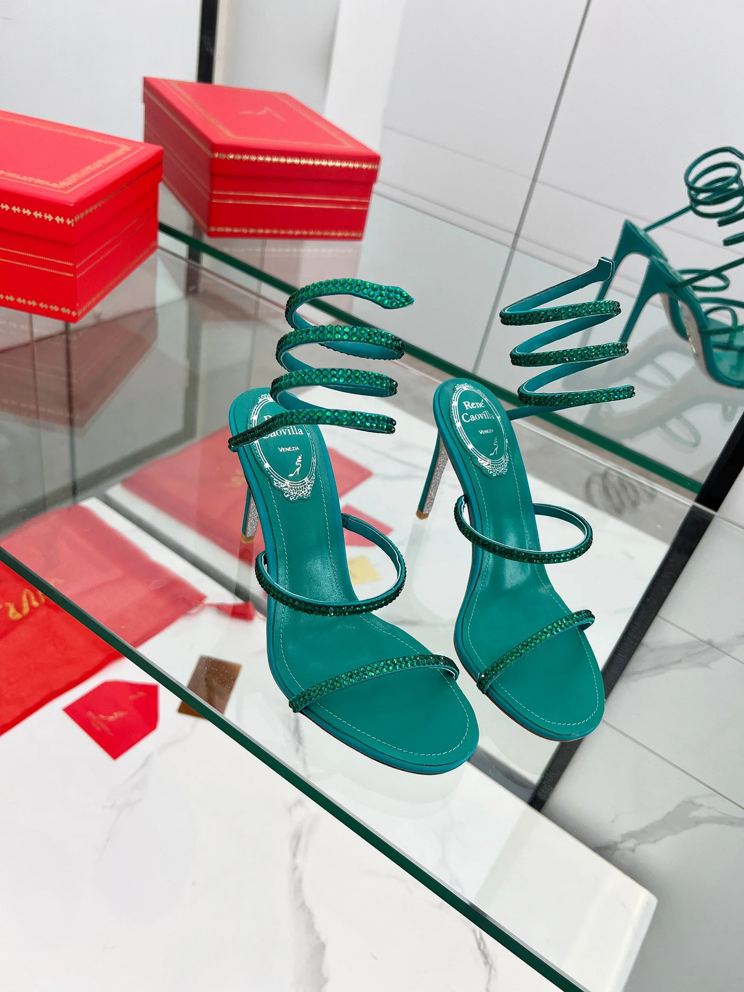 ROGER VIVIER Sandals Silk Crystal Teal-Green EU35-39 B90202609110332 - Image 10