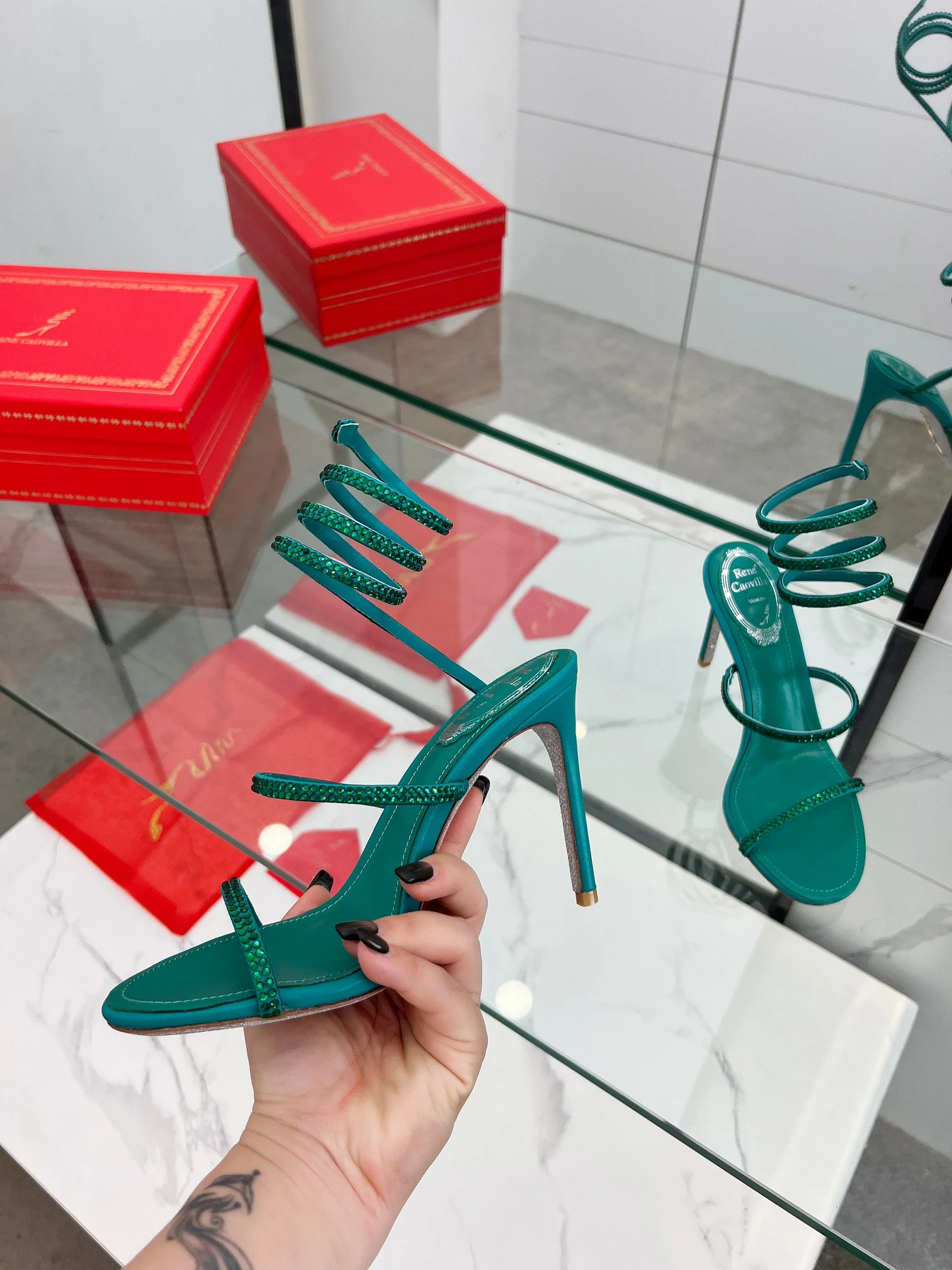 ROGER VIVIER Sandals Silk Crystal Teal-Green EU35-39 B90202609110332 - Image 3