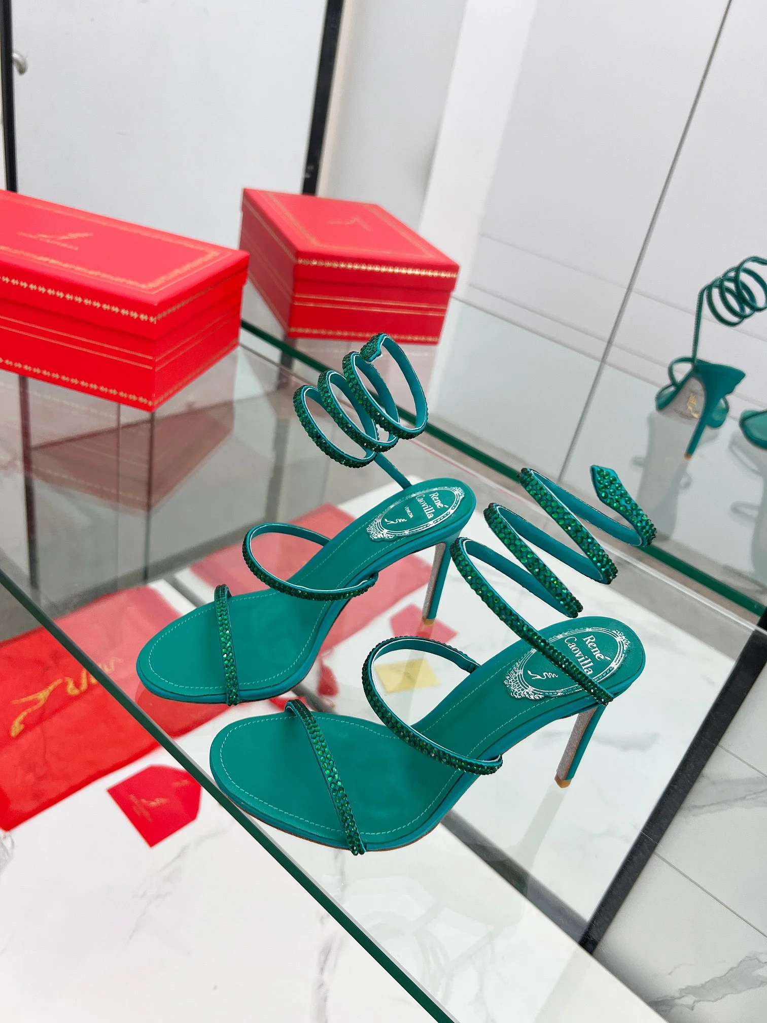 ROGER VIVIER Sandals Silk Crystal Teal-Green EU35-39 B90202609110332 - Image 9