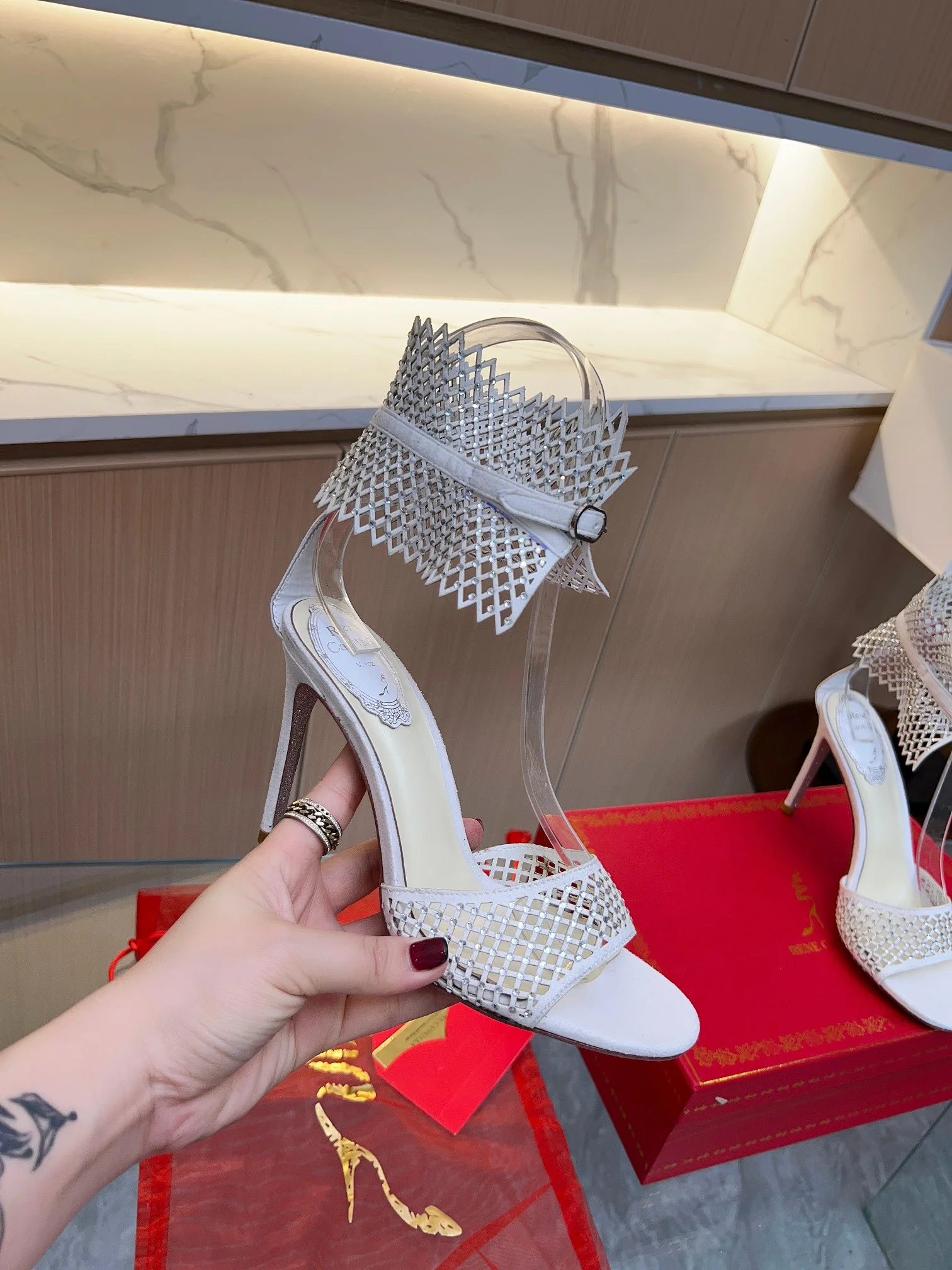 ROGER VIVIER Sandals Suede Crystals White-Silver EU35-39 B90202609110388 - Image 2