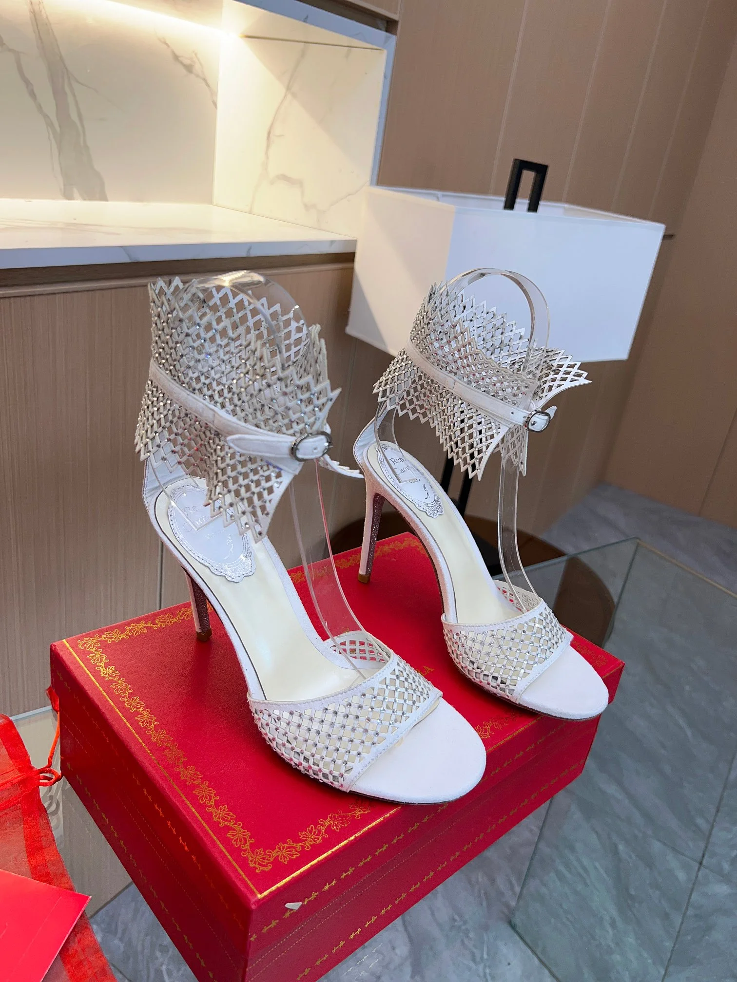 ROGER VIVIER Sandals Suede Crystals White-Silver EU35-39 B90202609110388 - Image 7