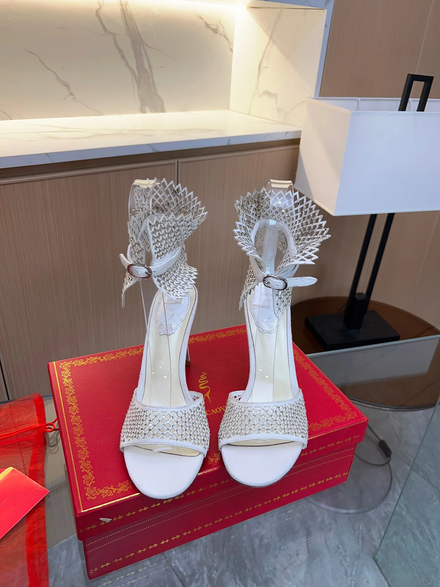 ROGER VIVIER Sandals Suede Crystals White-Silver EU35-39 B90202609110388 - Image 8