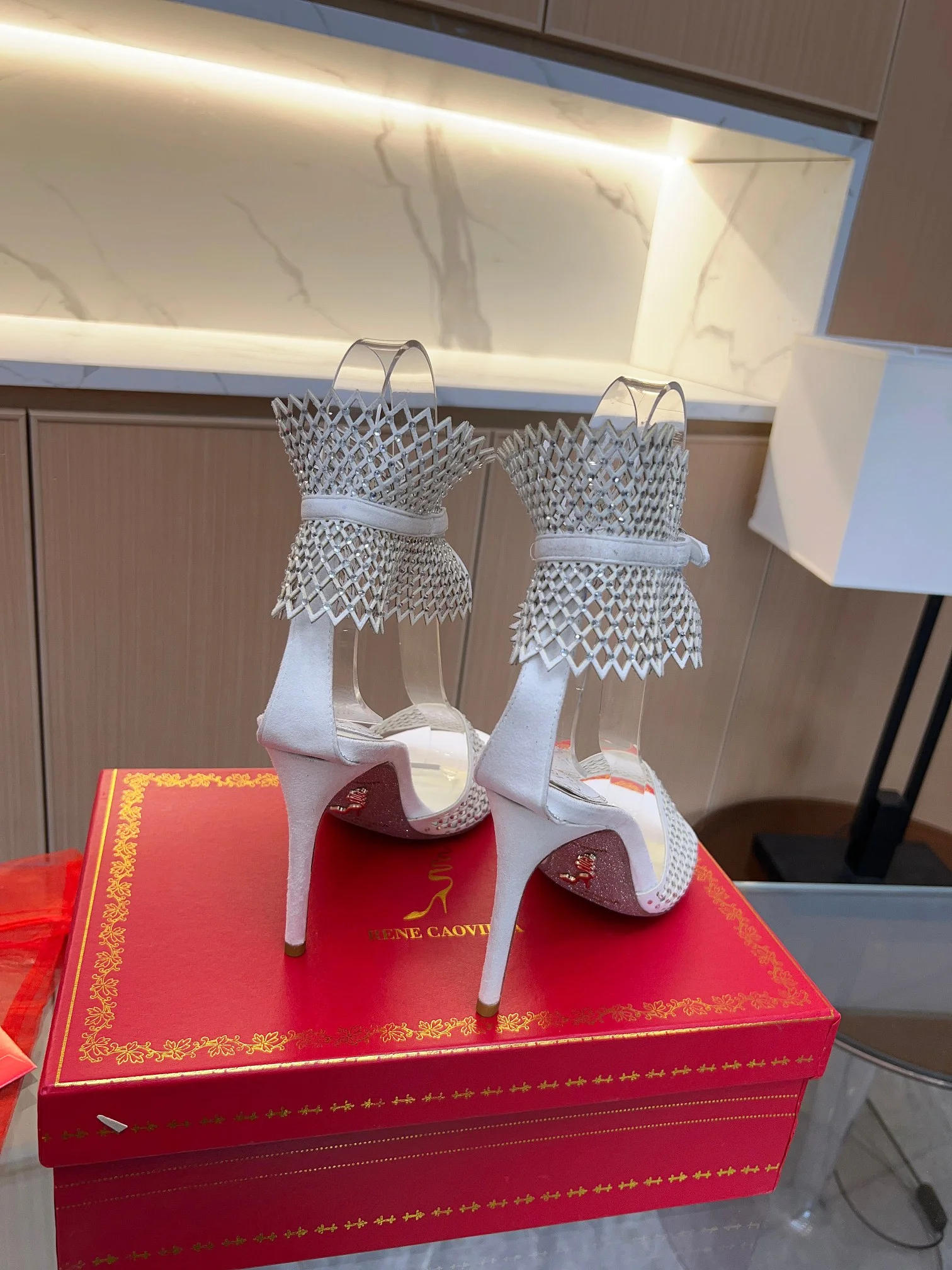 ROGER VIVIER Sandals Suede Crystals White-Silver EU35-39 B90202609110388 - Image 9