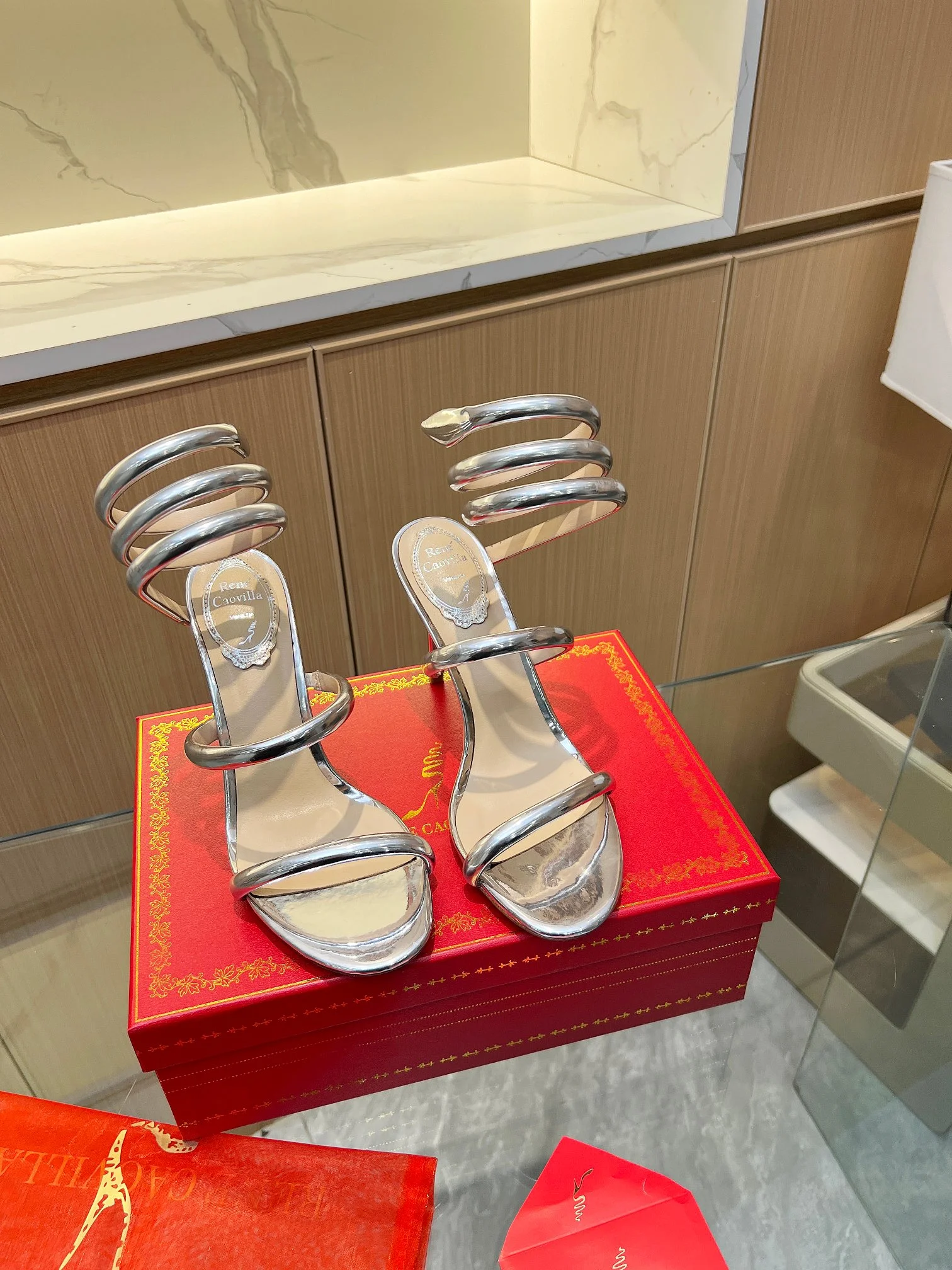 ROGER VIVIER Sandals Velvet Silver EU35-39 B70202609110404 - Image 10