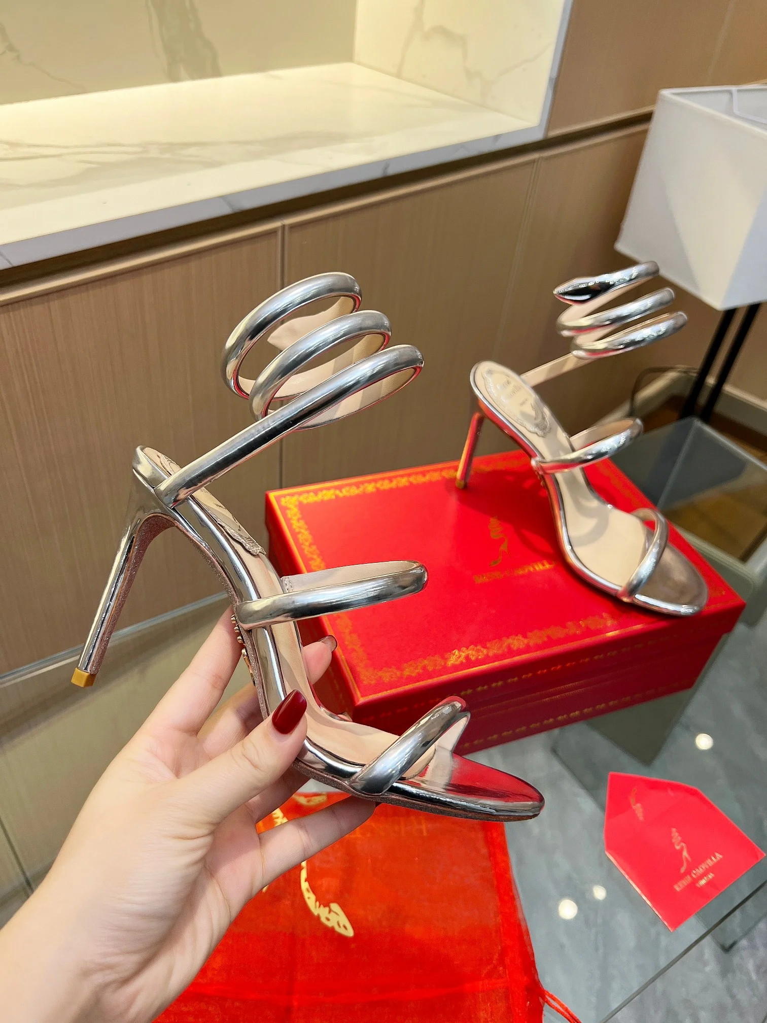 ROGER VIVIER Sandals Velvet Silver EU35-39 B70202609110404 - Image 4