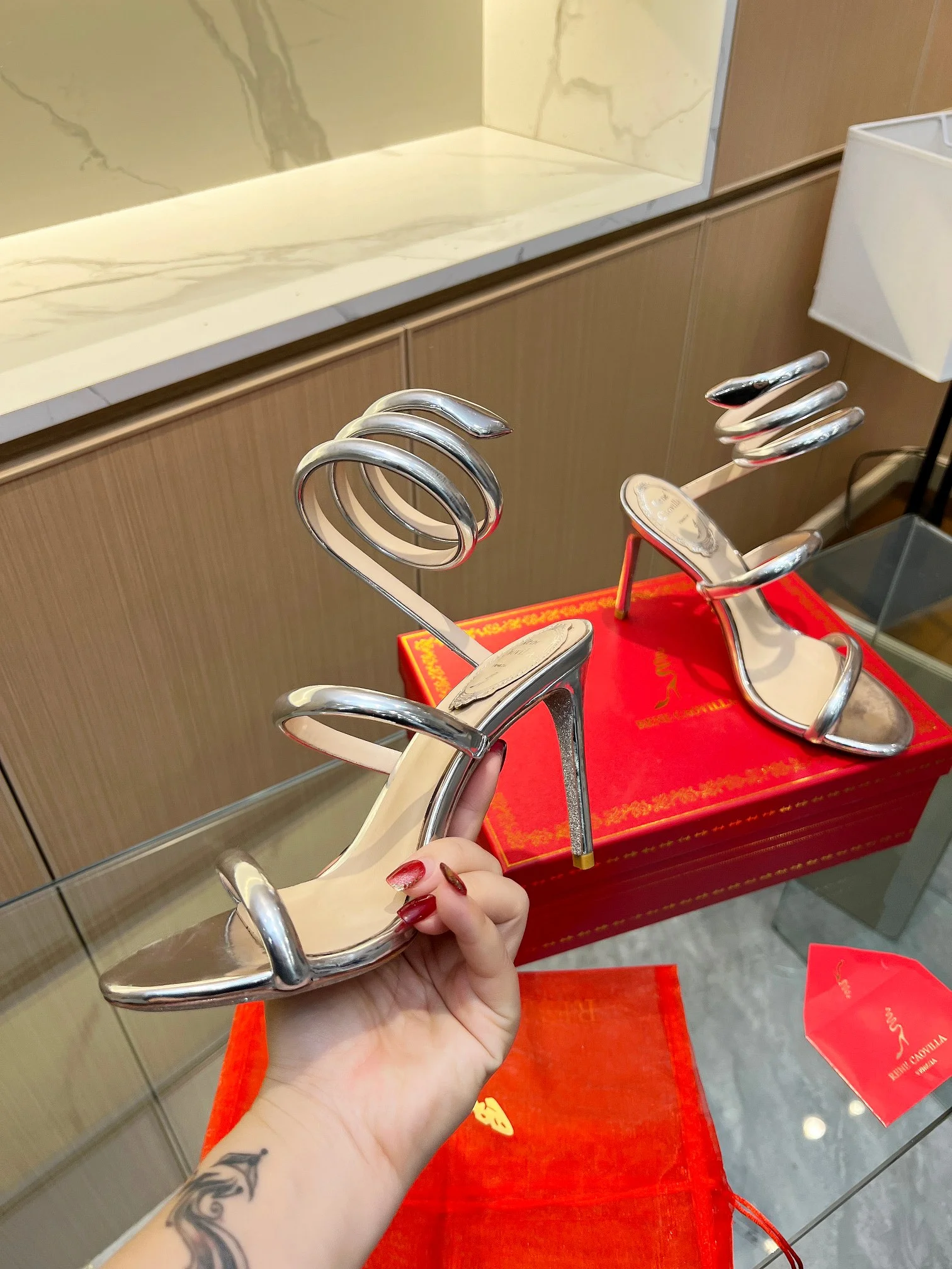 ROGER VIVIER Sandals Velvet Silver EU35-39 B70202609110404 - Image 5