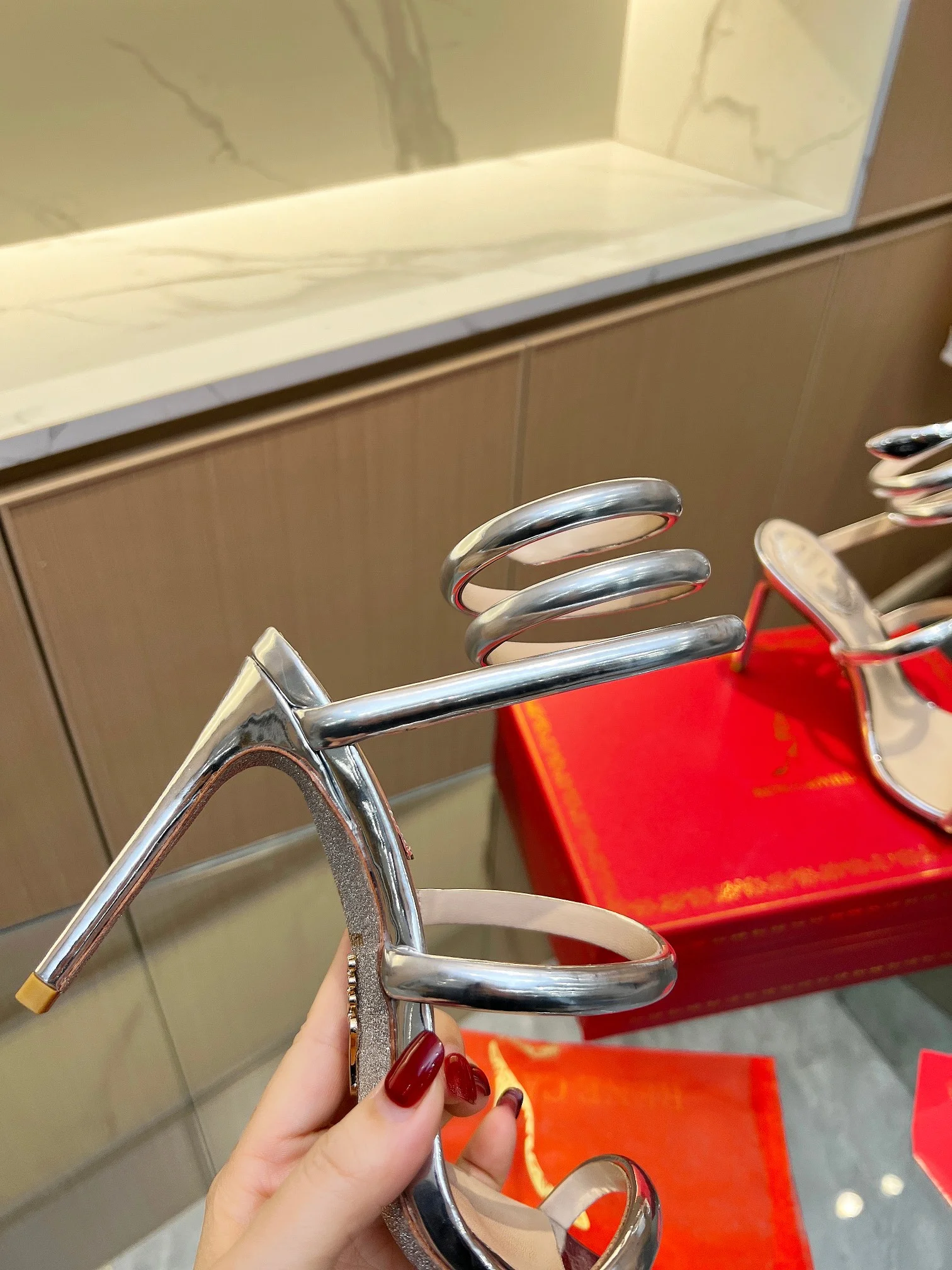 ROGER VIVIER Sandals Velvet Silver EU35-39 B70202609110404 - Image 6
