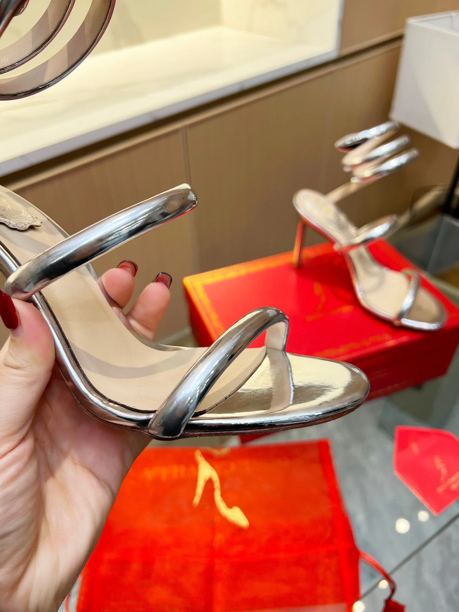 ROGER VIVIER Sandals Velvet Silver EU35-39 B70202609110404 - Image 8