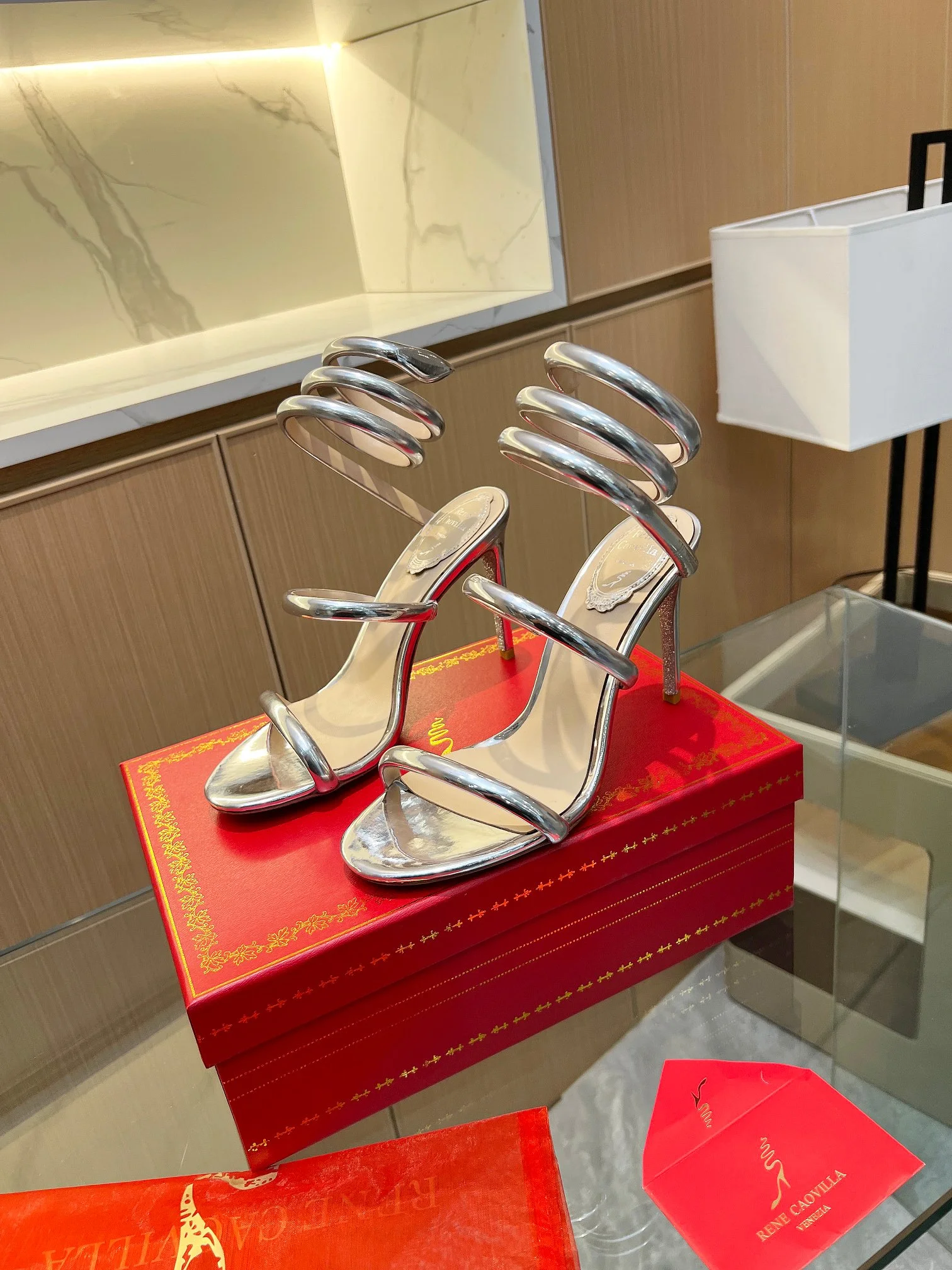 ROGER VIVIER Sandals Velvet Silver EU35-39 B70202609110404 - Image 9
