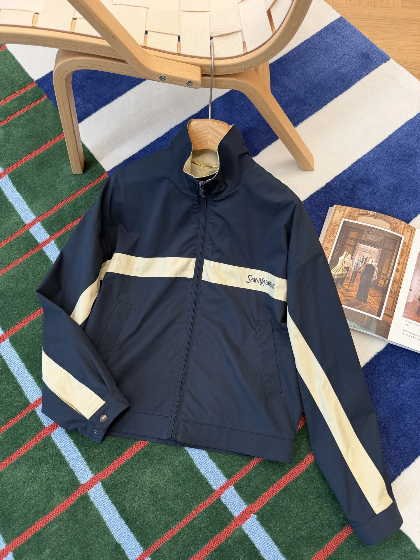 SAINT LAURENT Jackets Navy-Cream S-L E85202609061018