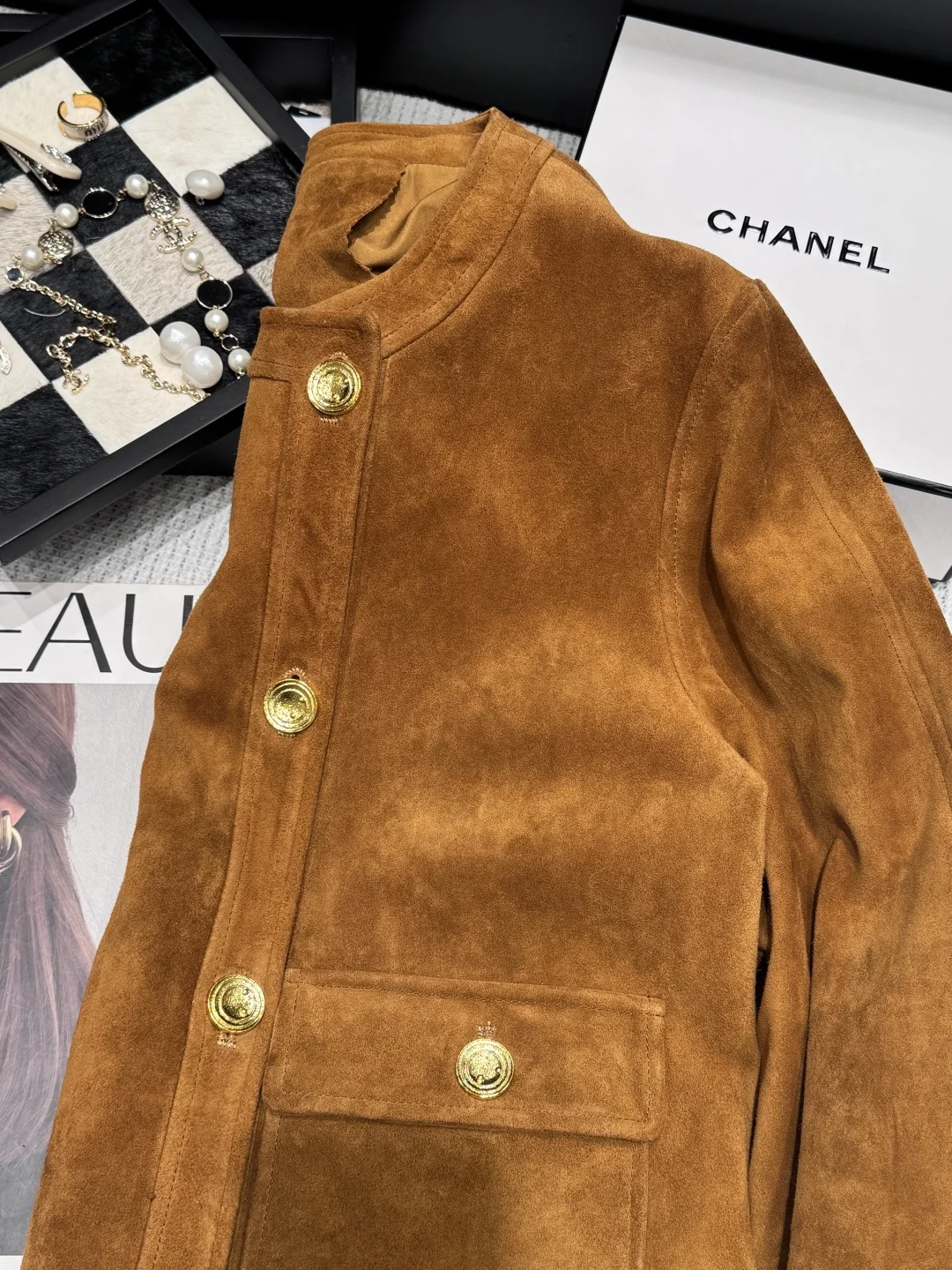 SAINT LAURENT Jackets Suede Lambskin Brown-Gold S-XL I10202609061868 - Image 2