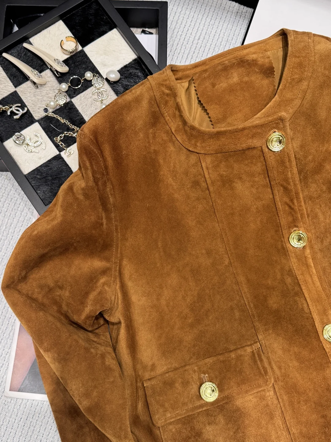 SAINT LAURENT Jackets Suede Lambskin Brown-Gold S-XL I10202609061868 - Image 3
