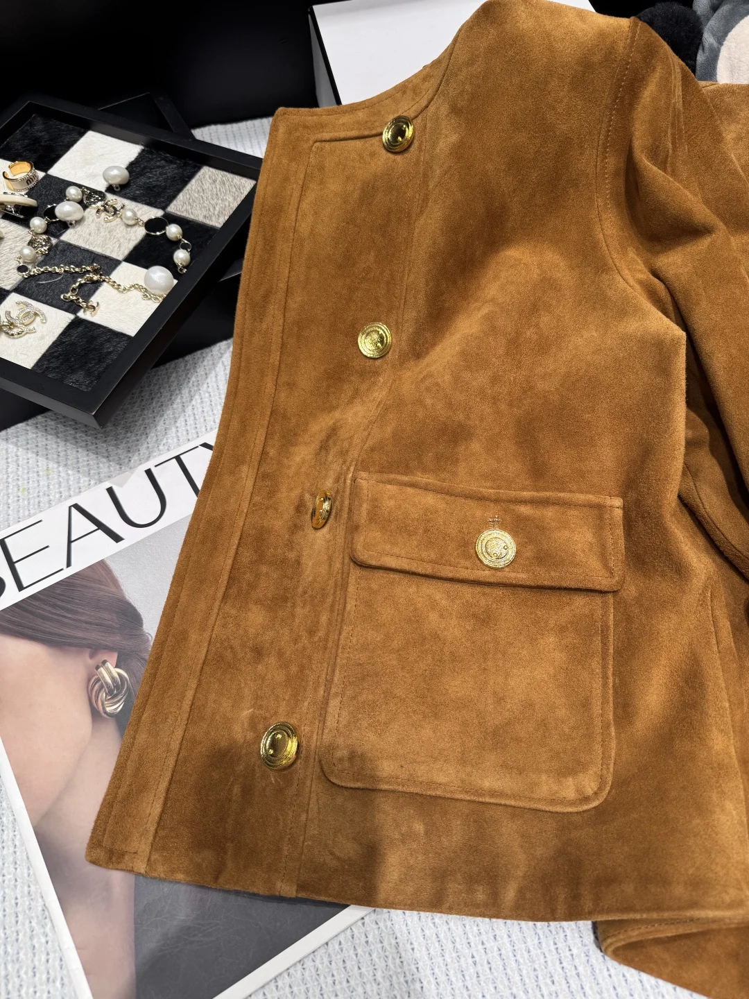 SAINT LAURENT Jackets Suede Lambskin Brown-Gold S-XL I10202609061868 - Image 4