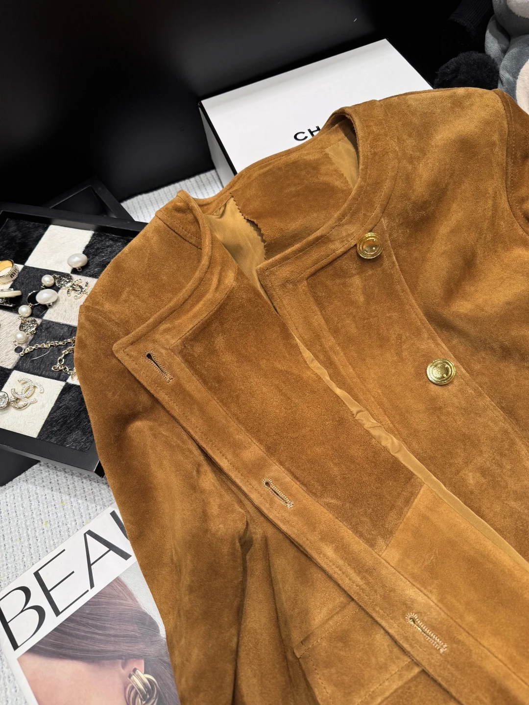 SAINT LAURENT Jackets Suede Lambskin Brown-Gold S-XL I10202609061868 - Image 5