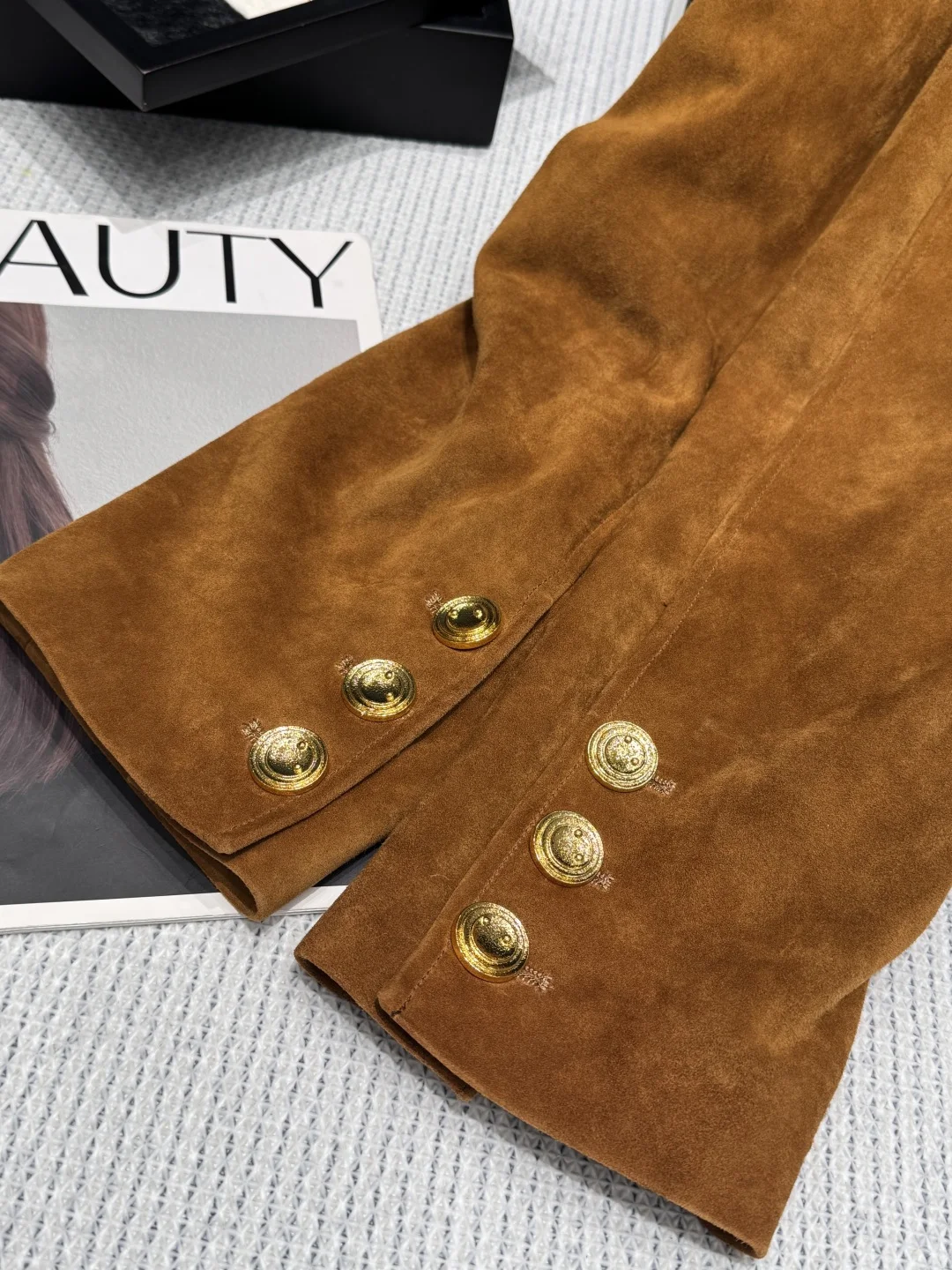 SAINT LAURENT Jackets Suede Lambskin Brown-Gold S-XL I10202609061868 - Image 6