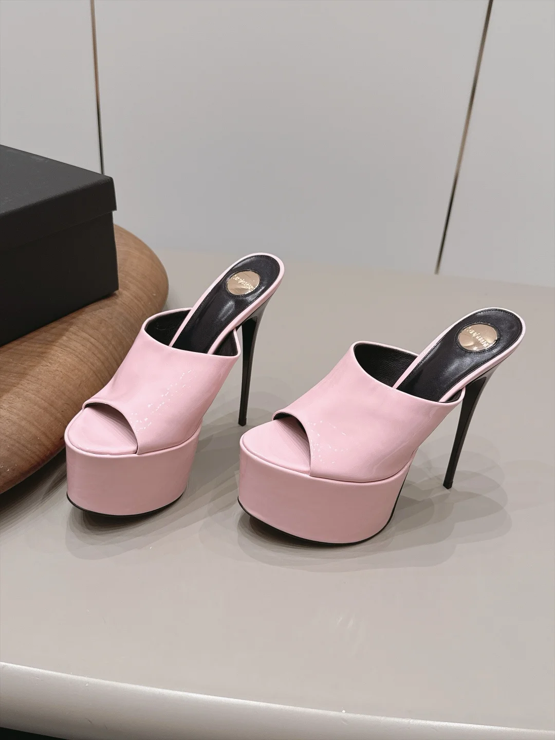 SAINT LAURENT Mules Patent Leather Pink-Black EU35-39 C10202609111545 - Image 3