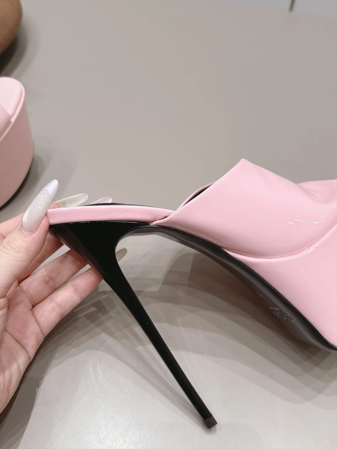 SAINT LAURENT Mules Patent Leather Pink-Black EU35-39 C10202609111545 - Image 8