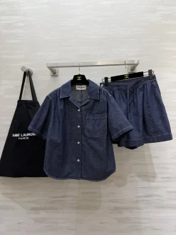 SAINT LAURENT Shirts Blue S-L B20202609062604